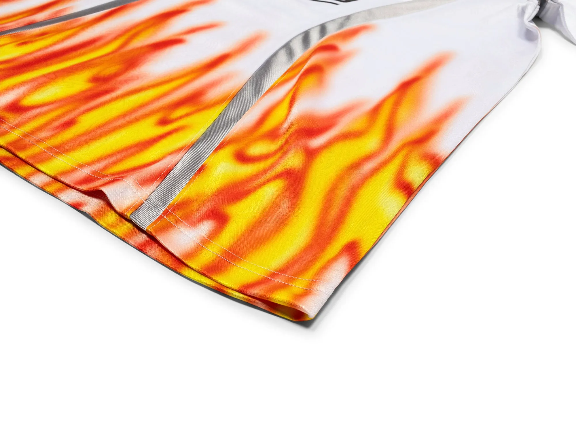 A Bathing Ape Flame Pattern Relax Fit Football Jersey in White xld
