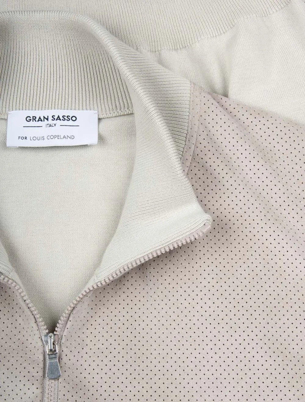 Alcantara & Cotton Zip Through Jacket Beige