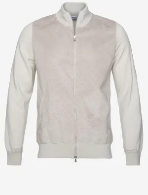 Alcantara & Cotton Zip Through Jacket Beige