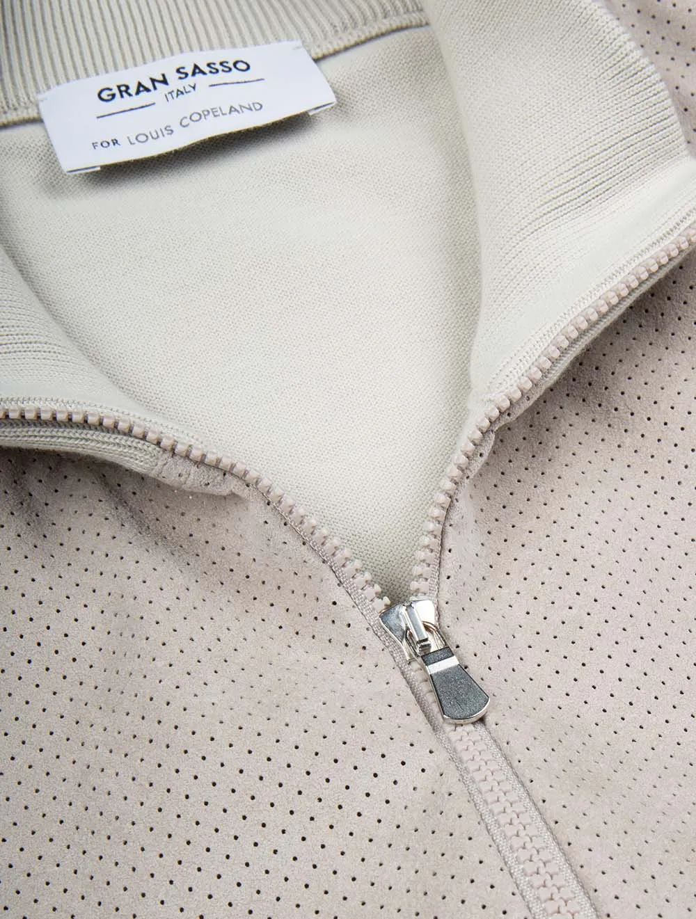Alcantara & Cotton Zip Through Jacket Beige