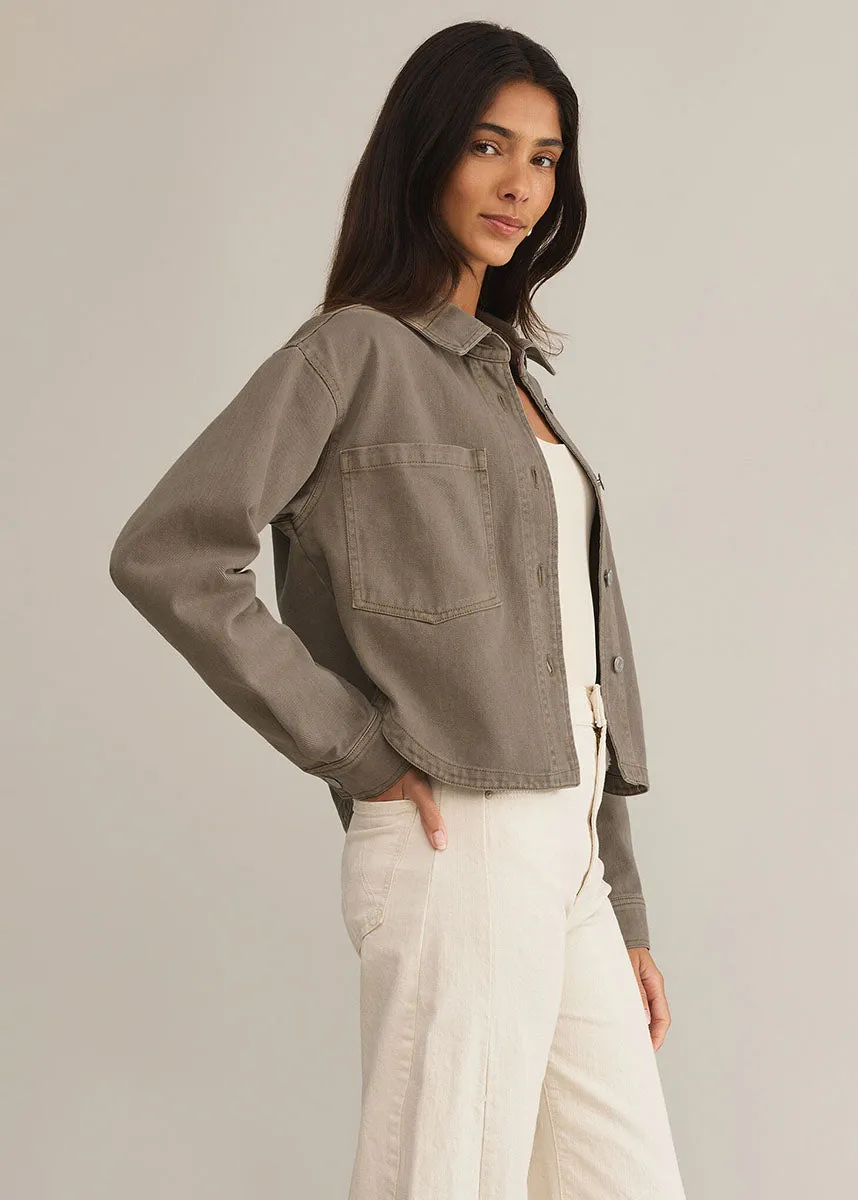 All Day Cropped Denim Jacket - Pebble Moon