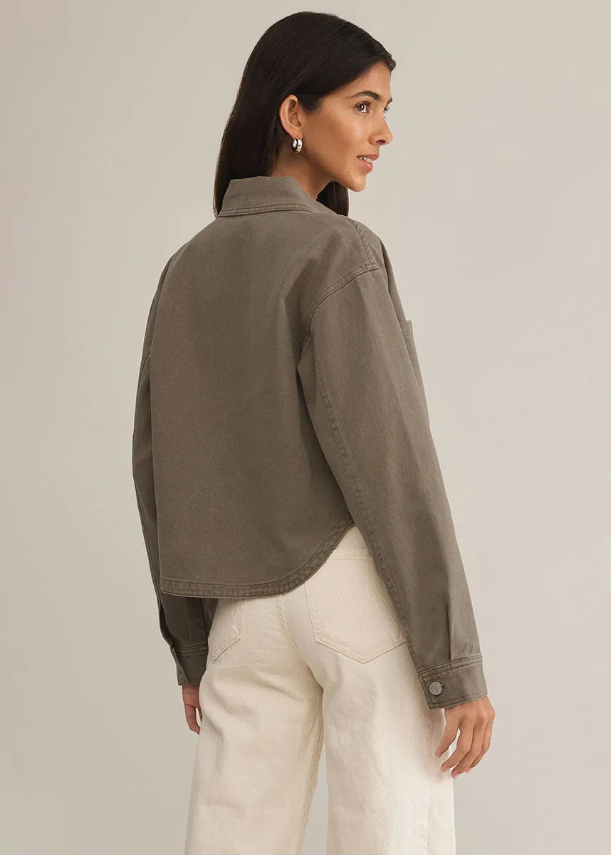 All Day Cropped Denim Jacket - Pebble Moon