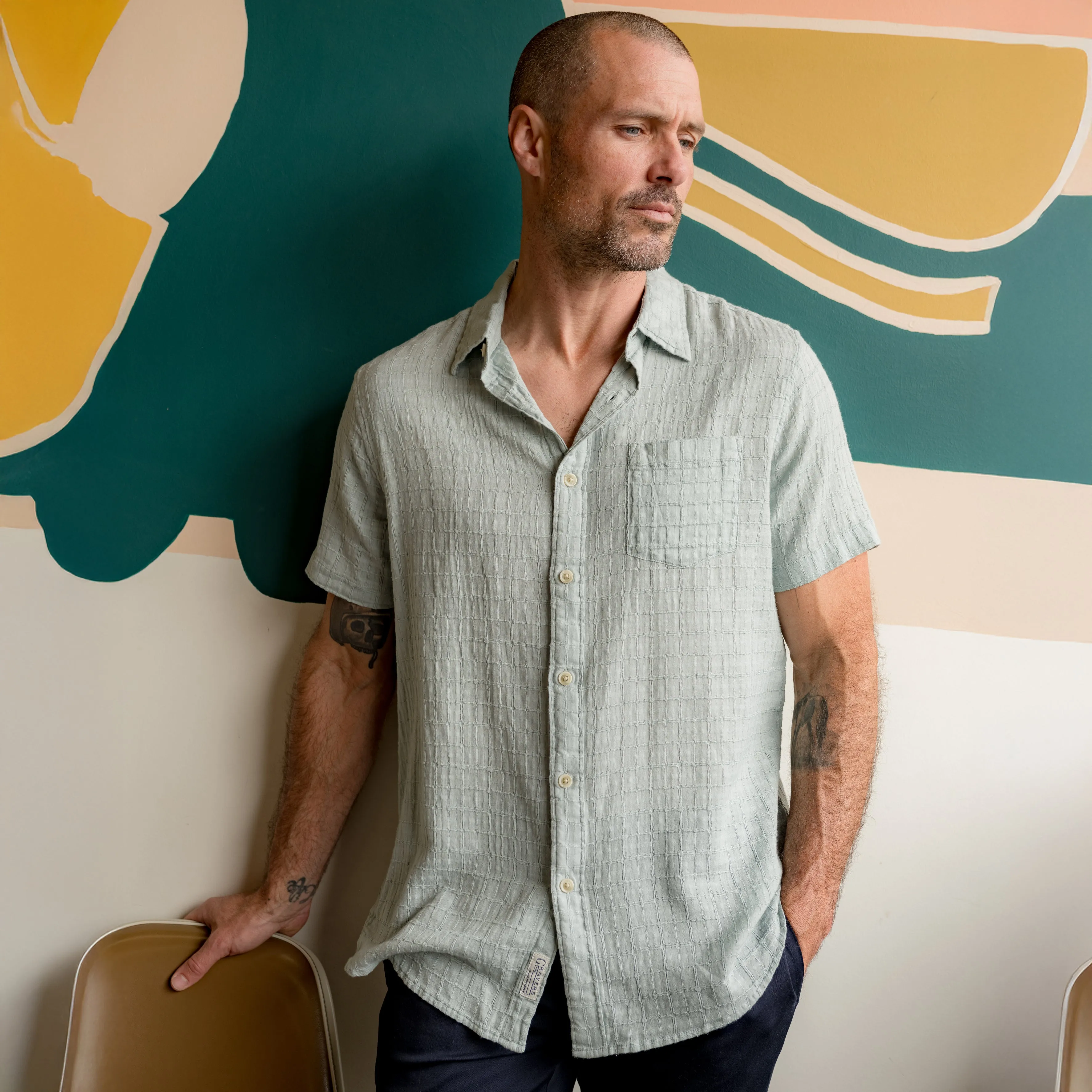 Bamboo Dobby Short Sleeve Shirt - Abyss
