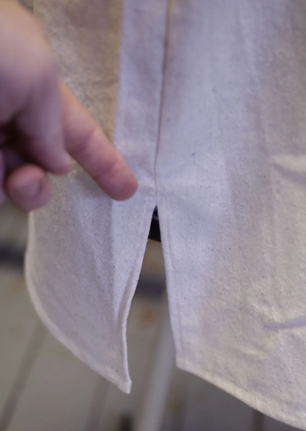 Banded Collar Shirt in Osnaburg