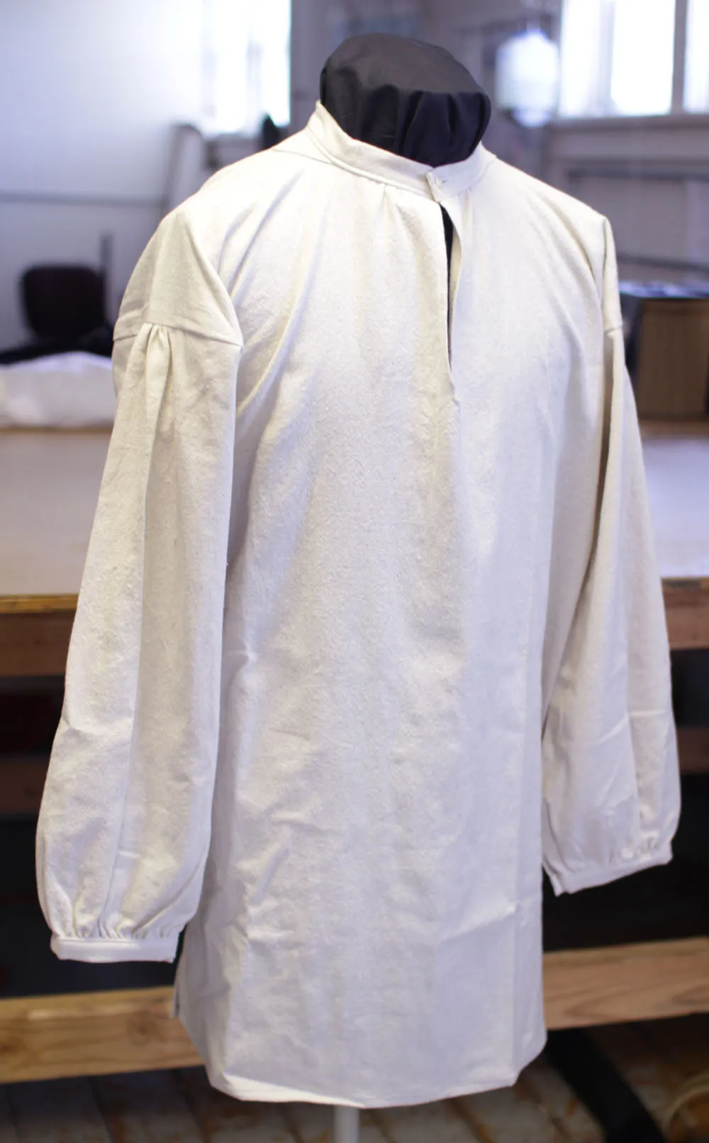 Banded Collar Shirt in Osnaburg