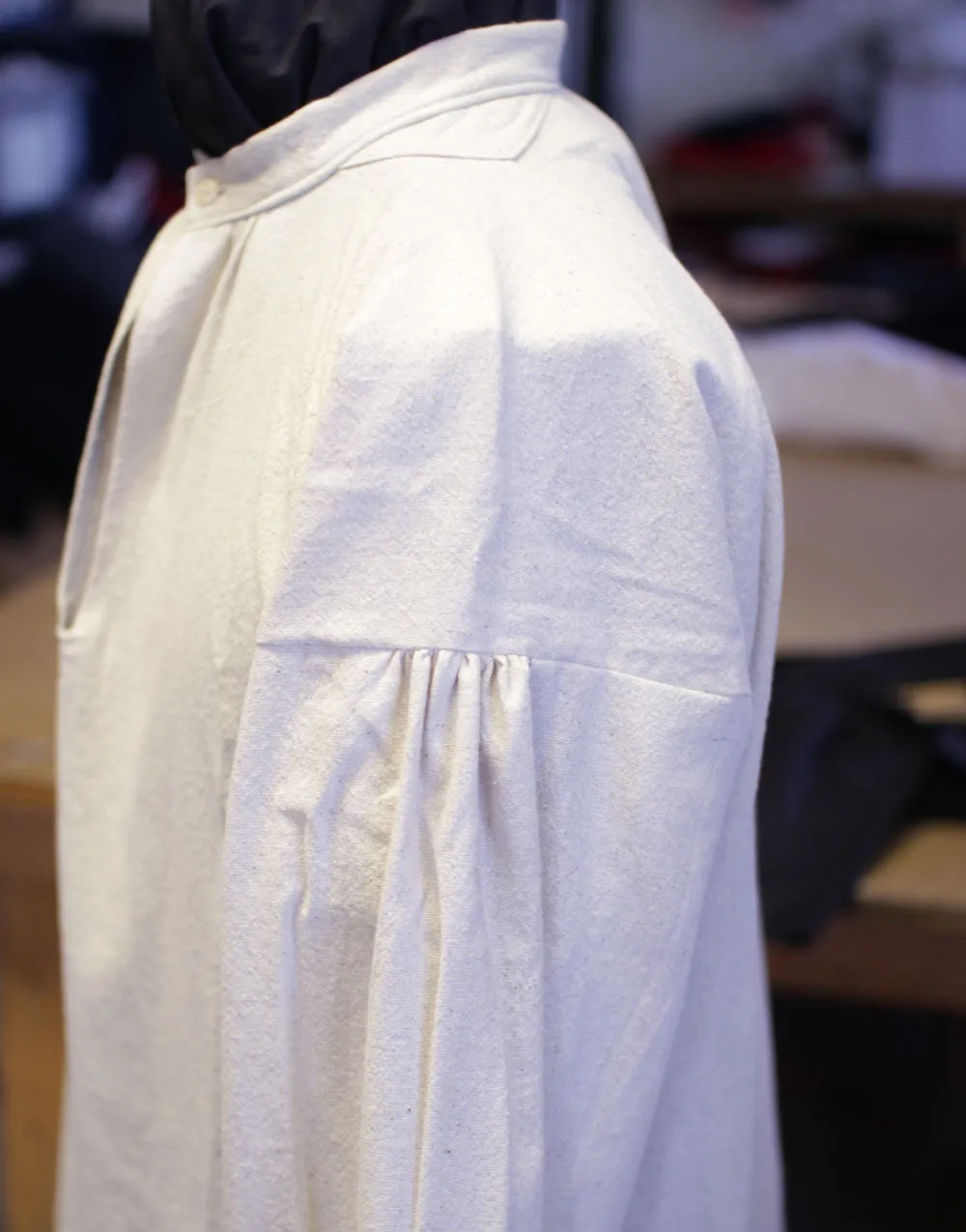 Banded Collar Shirt in Osnaburg