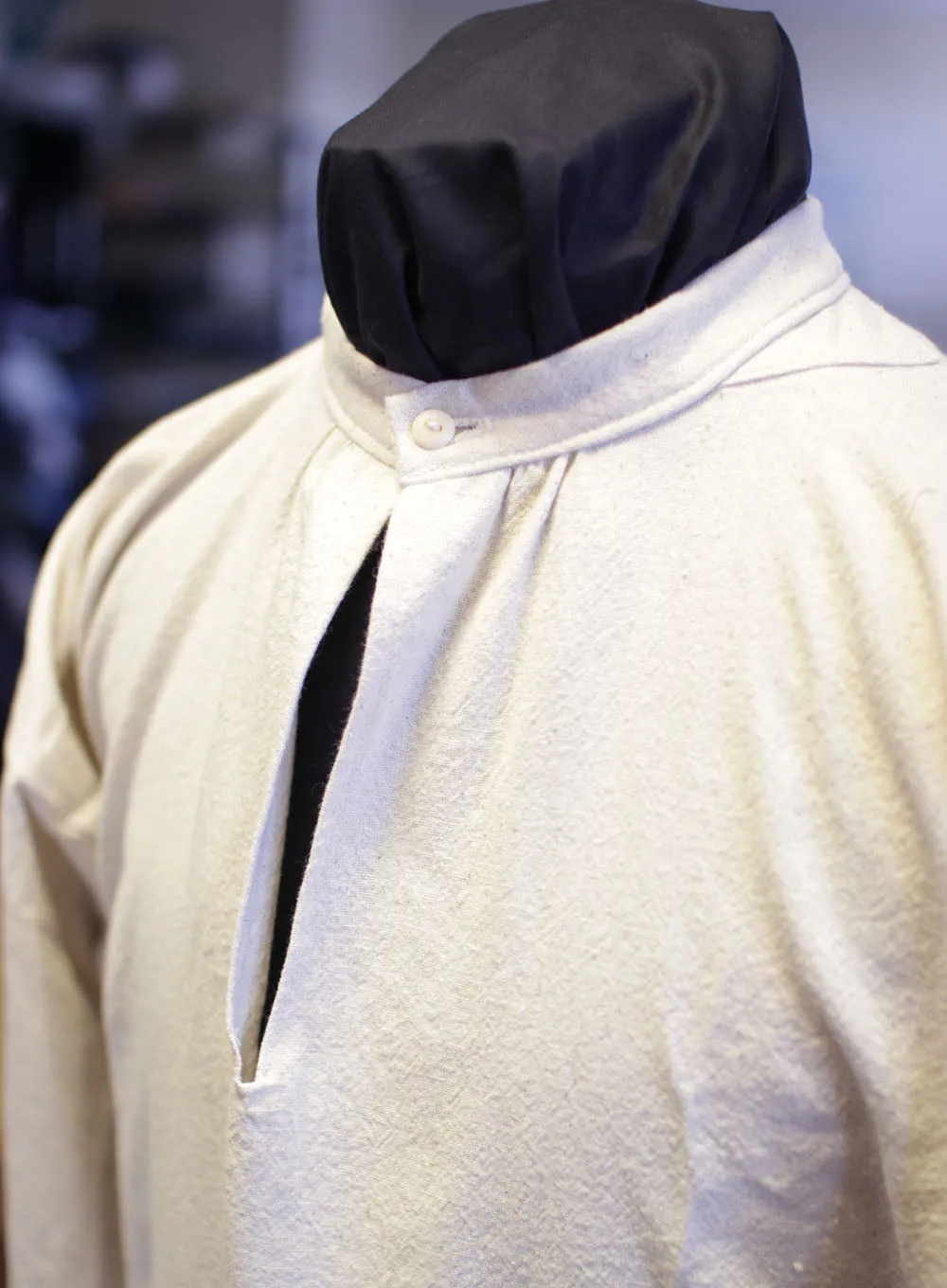 Banded Collar Shirt in Osnaburg