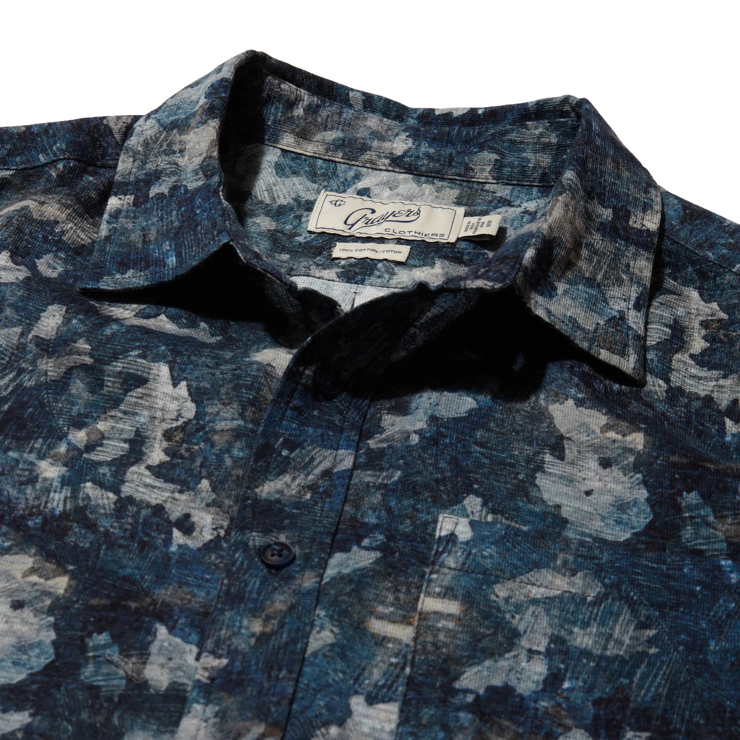 Bedford Textured Printed Shirt - Blue Camo Print