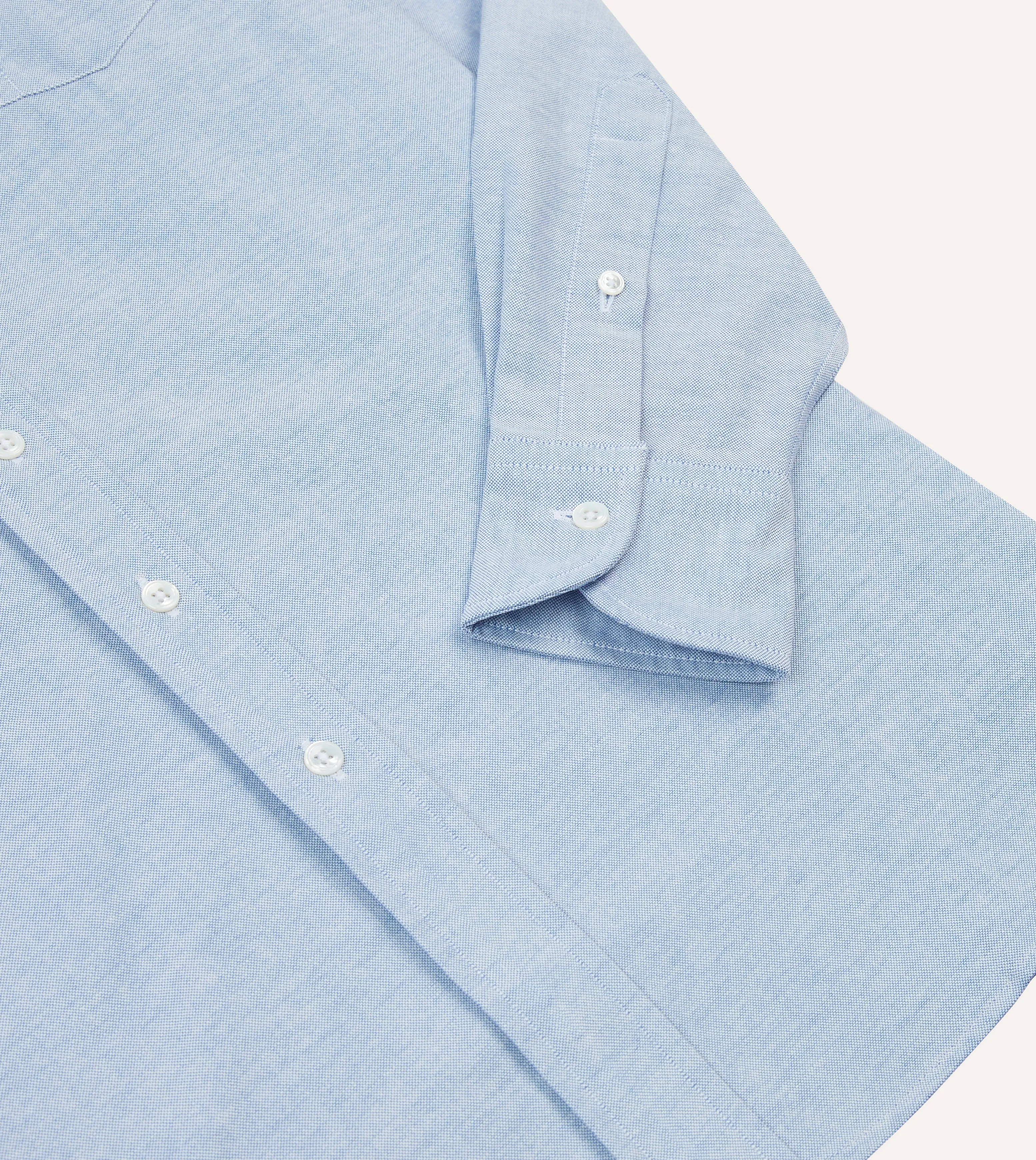 Blue Cotton Oxford Cloth Long Point Collar Shirt