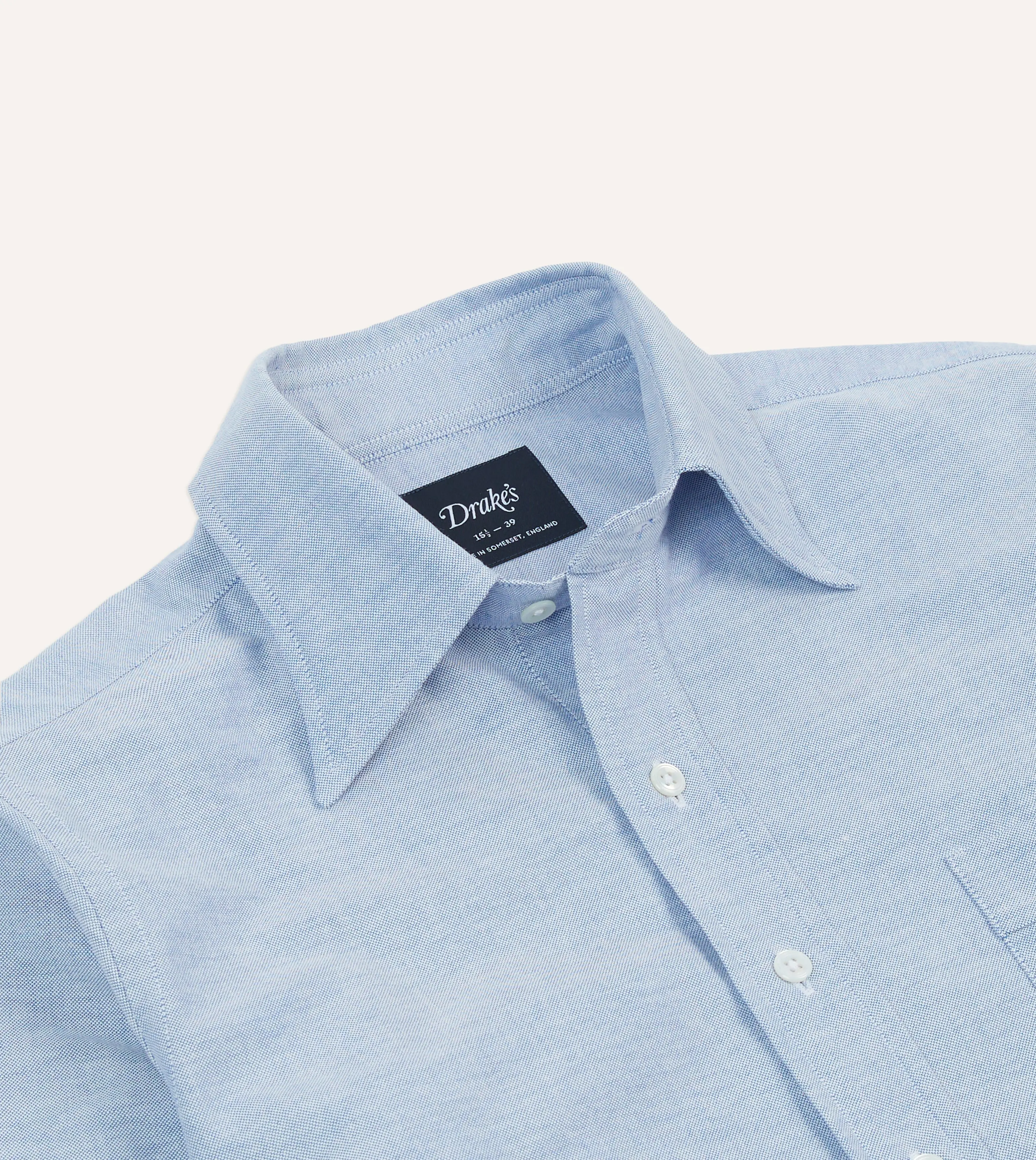 Blue Cotton Oxford Cloth Long Point Collar Shirt