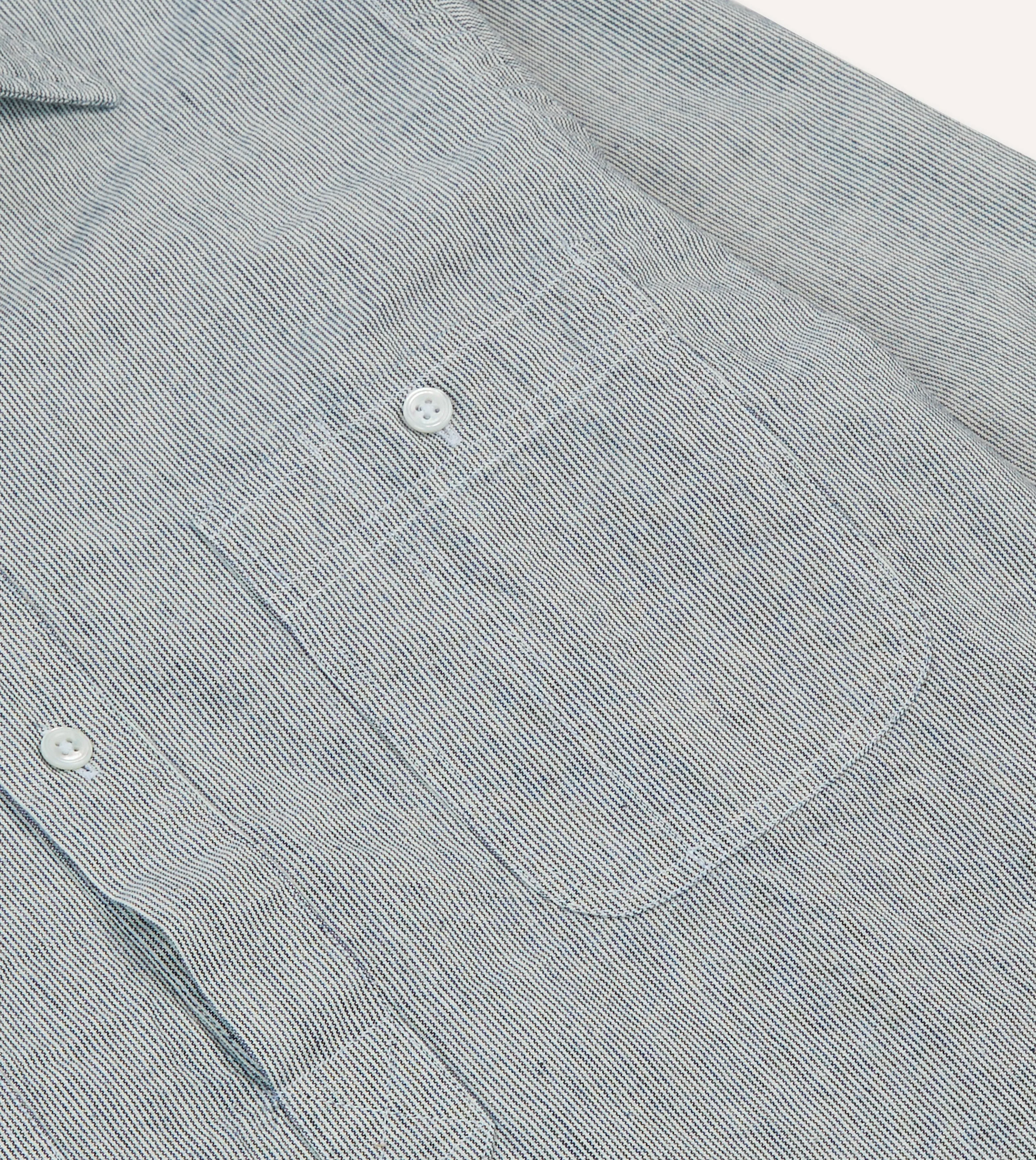 Blue Hickory Stripe Cotton Long Point Collar Popover Shirt