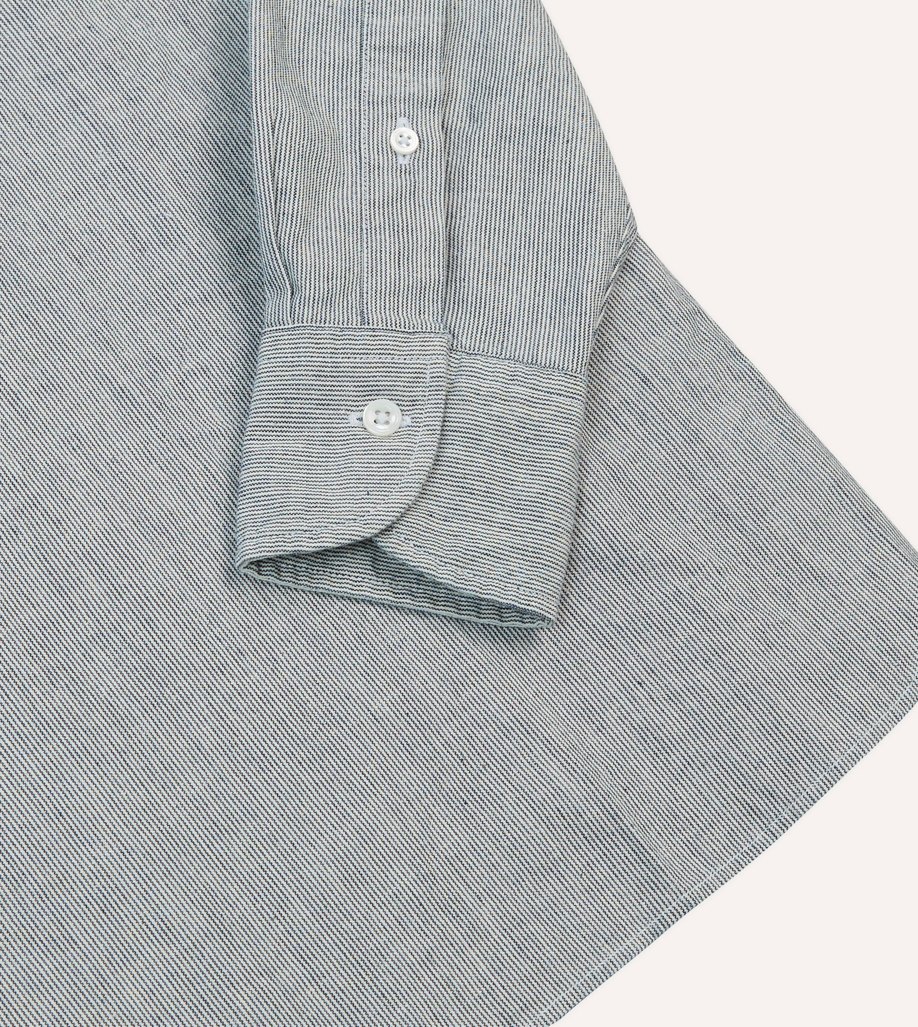 Blue Hickory Stripe Cotton Long Point Collar Popover Shirt