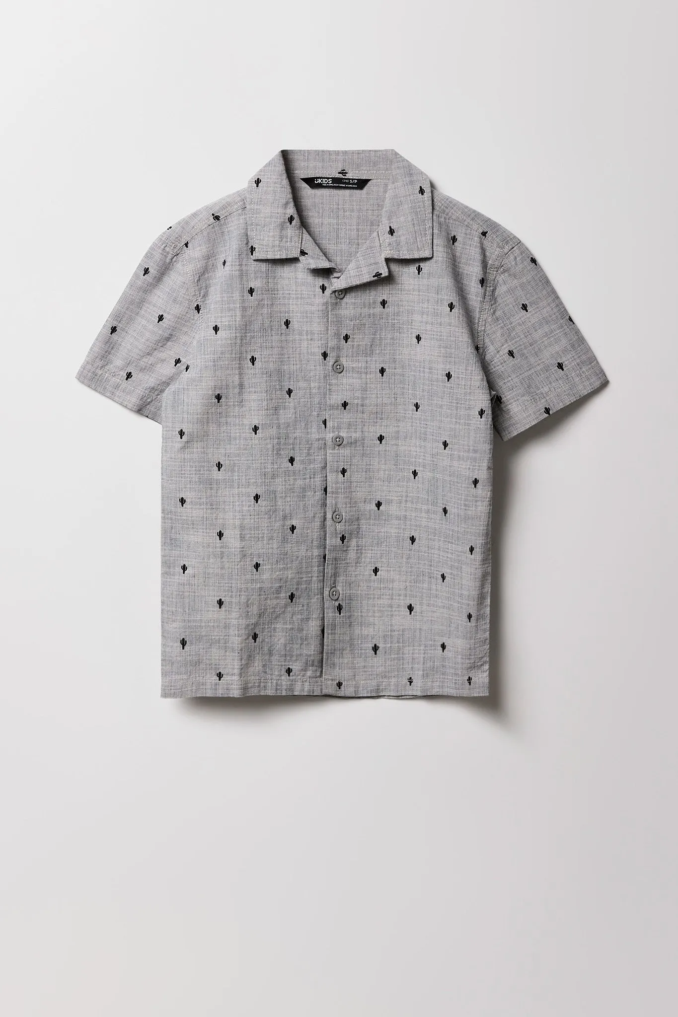 Boys Summer Print Button-Up Short Sleeve Top
