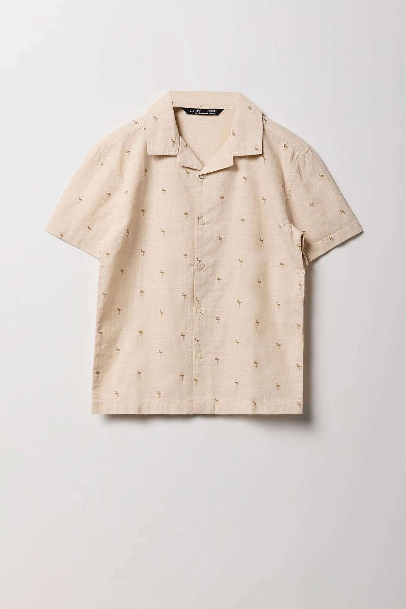 Boys Summer Print Button-Up Short Sleeve Top
