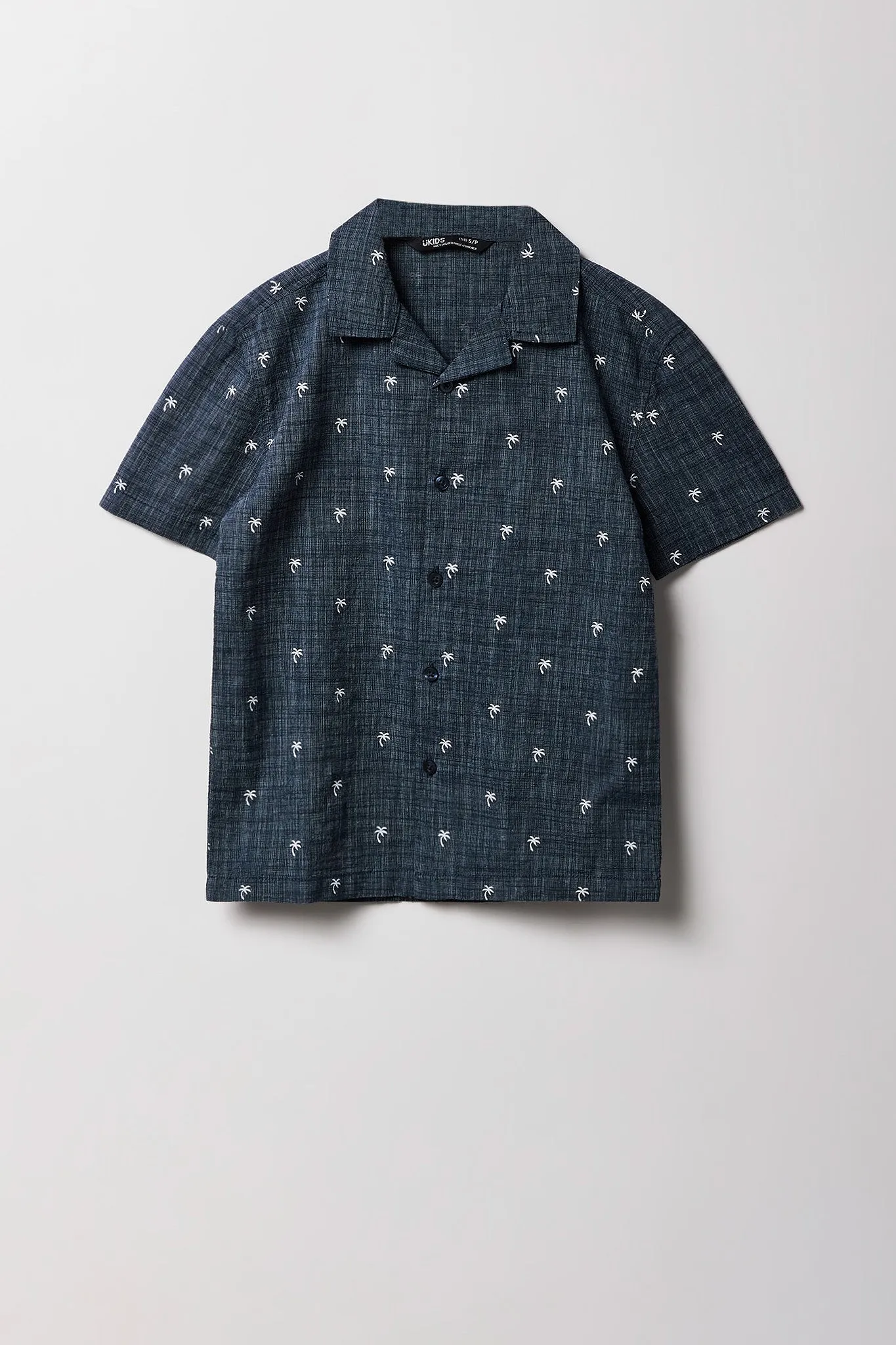 Boys Summer Print Button-Up Short Sleeve Top