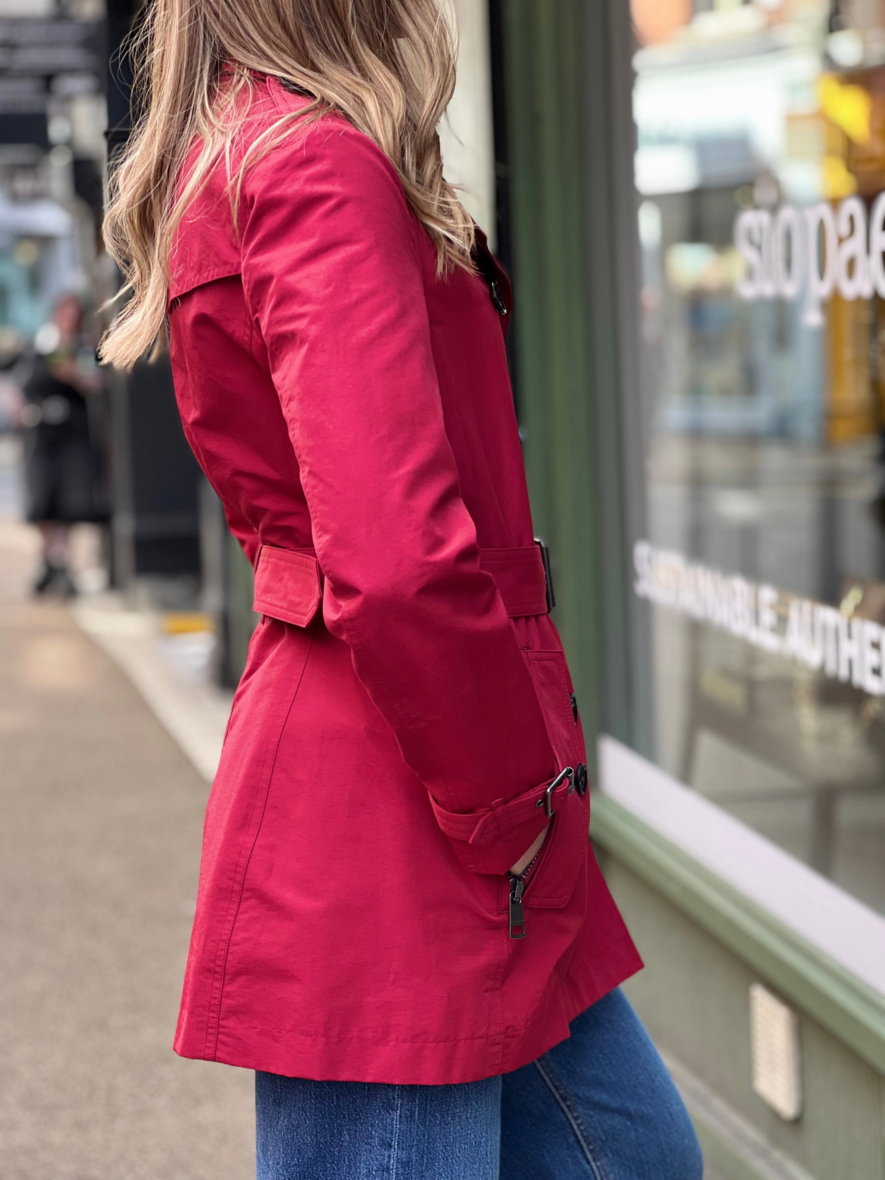 Burberry Red Trench Coat - Size UK 8
