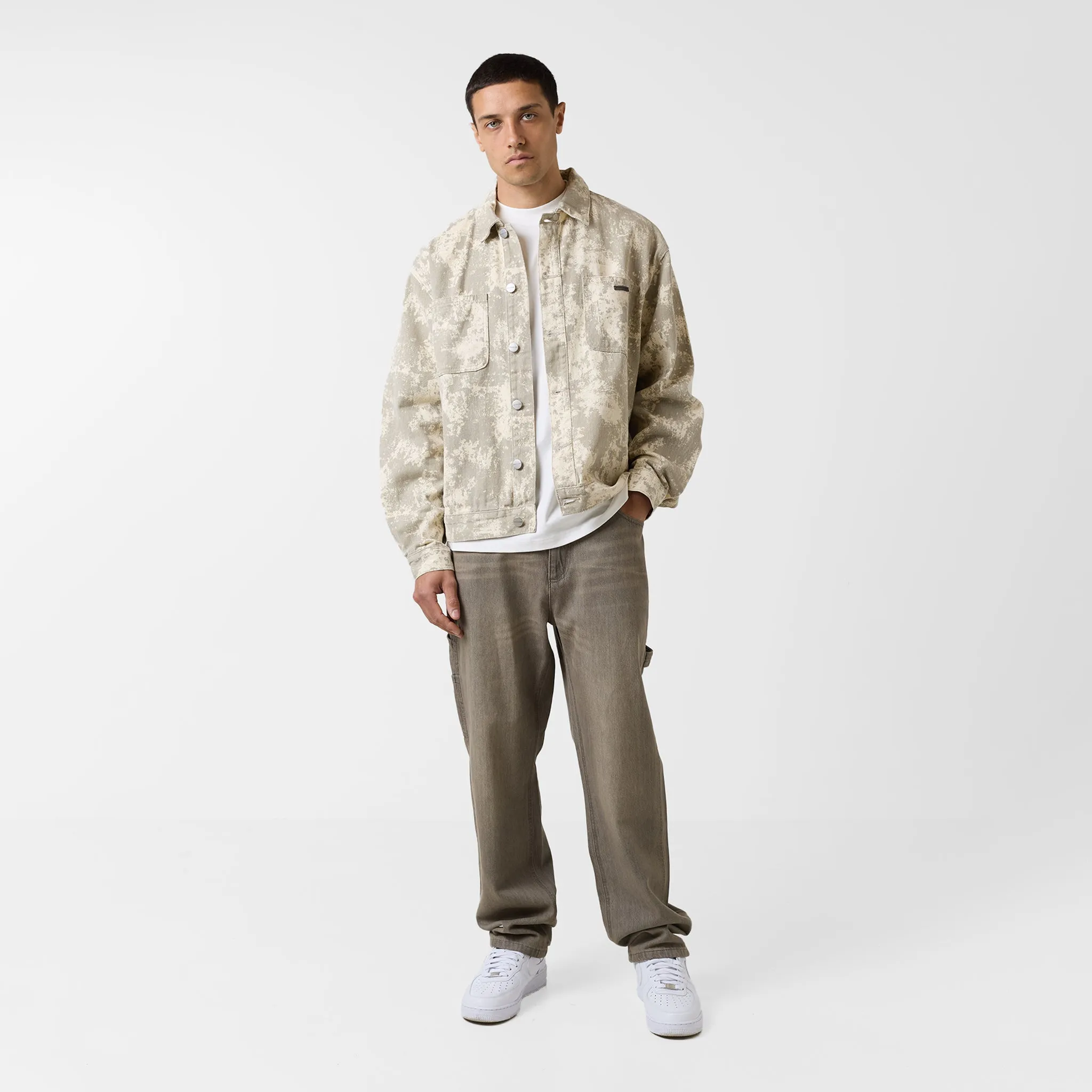 Canvas Camo Print Jacket | Beige