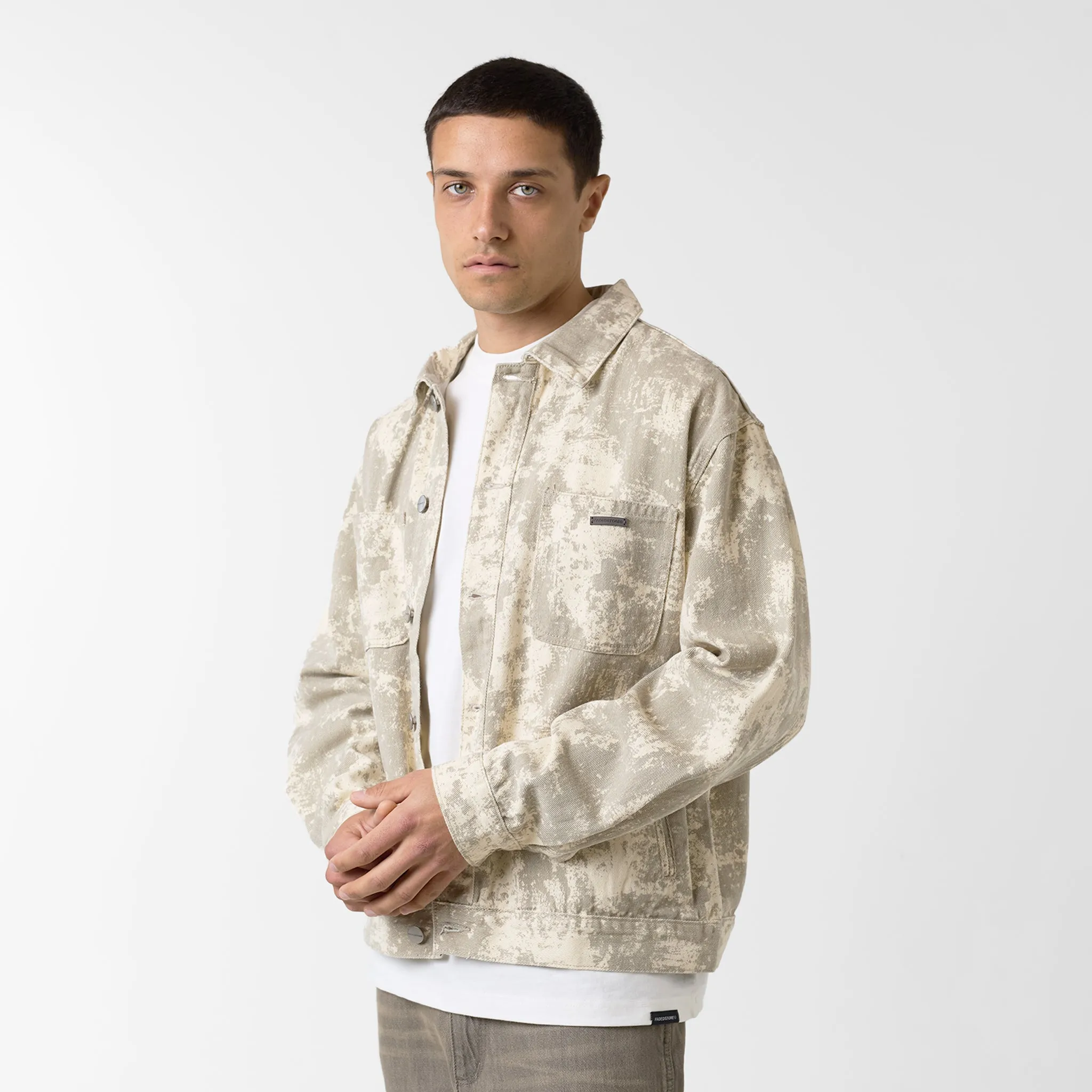 Canvas Camo Print Jacket | Beige
