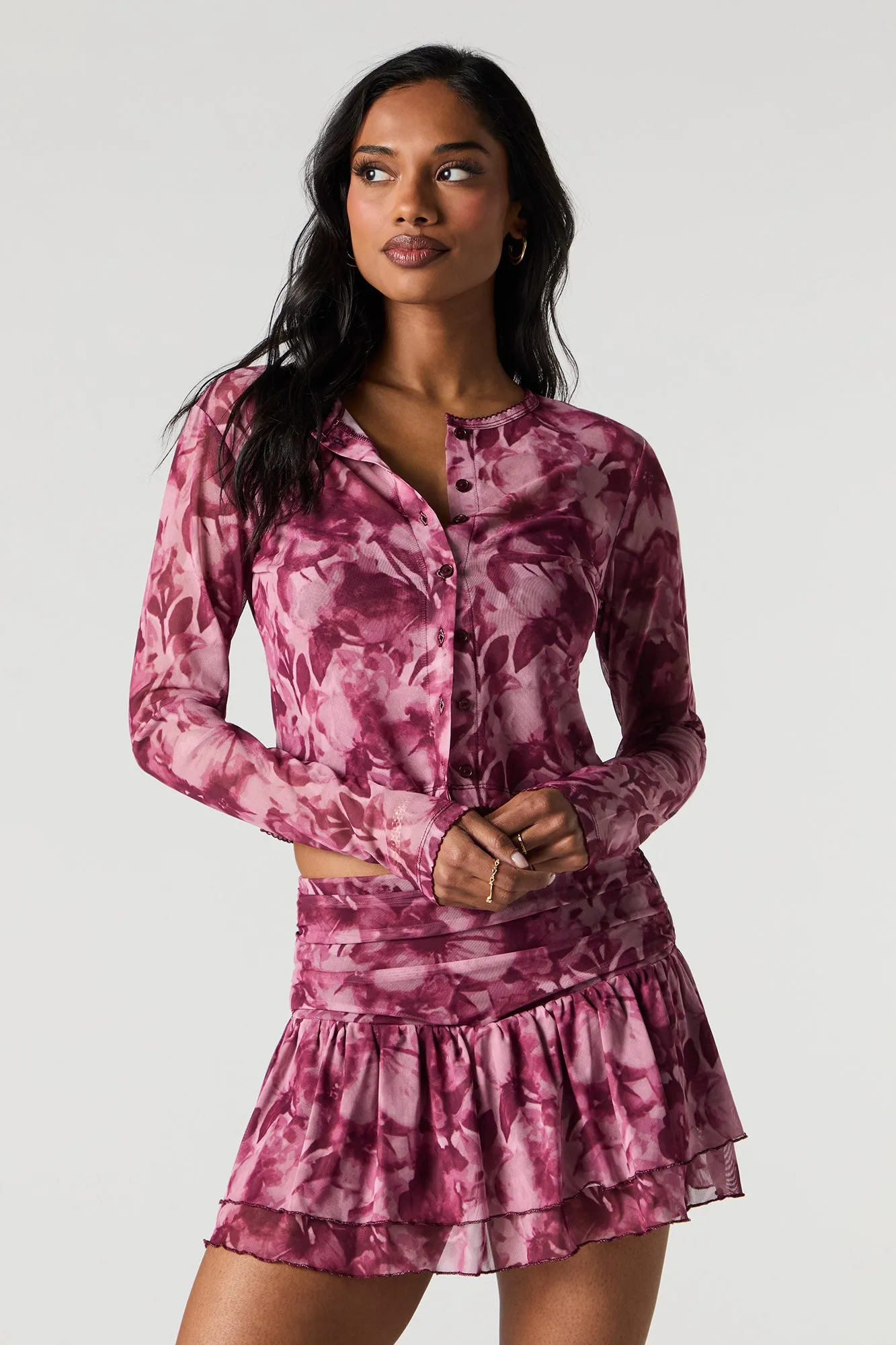 Cardigan boutonné en filet