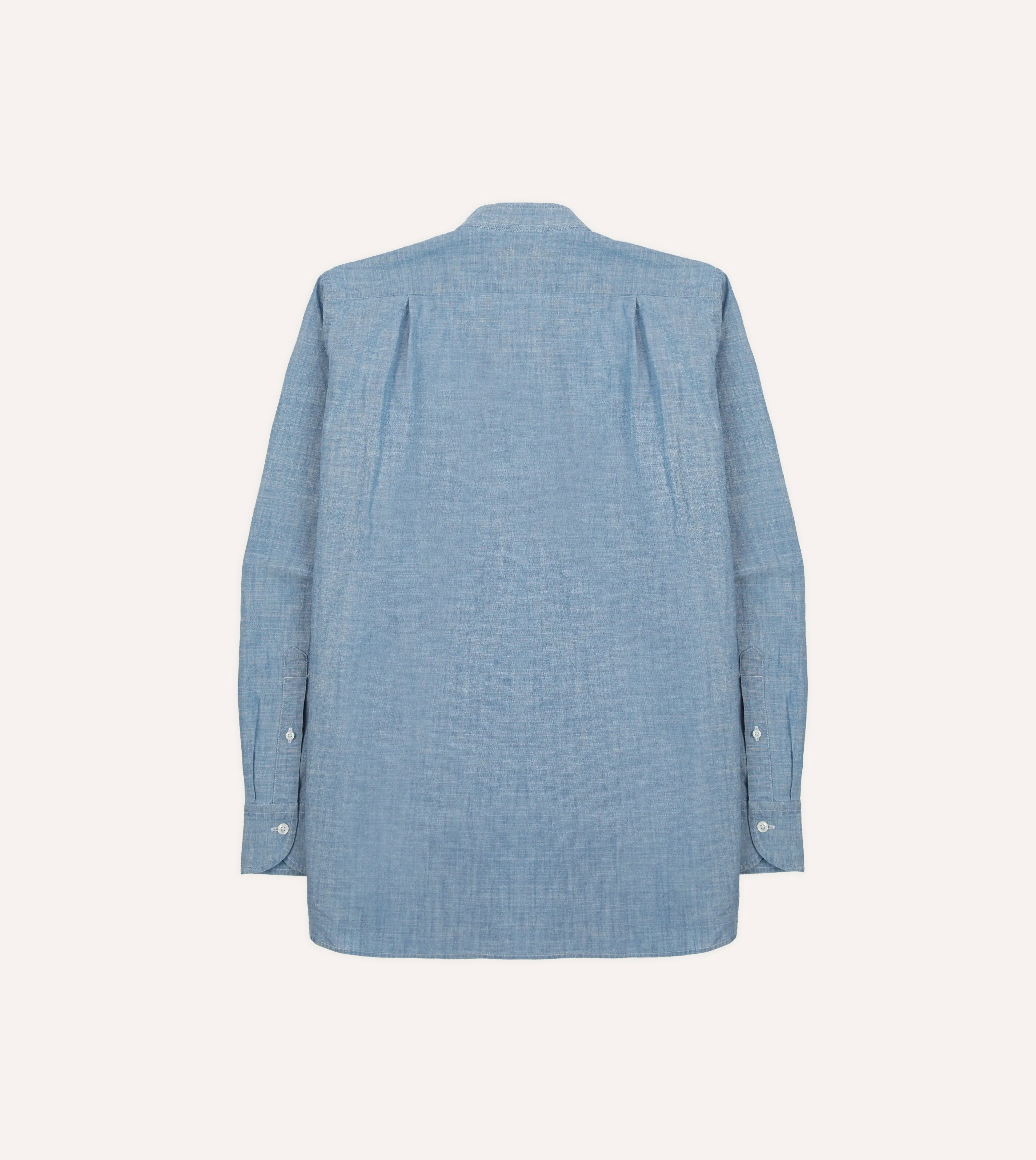 Chambray Cotton Mandarin Collar Shirt