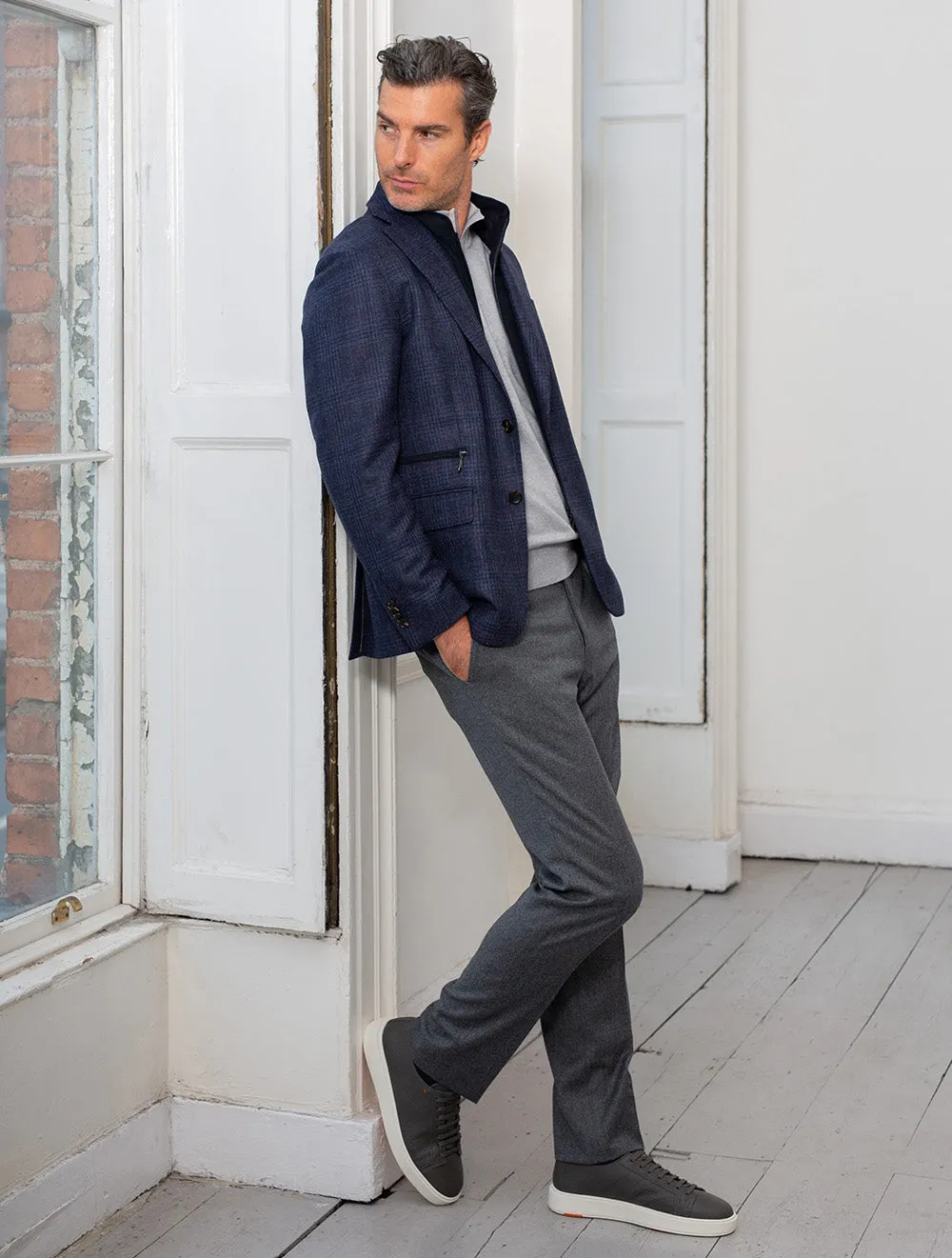Check Scooter Jacket Navy
