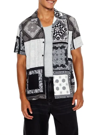 Colourblock Paisley Button-Up Top