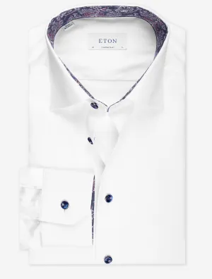 Contemporary Inlay with Contrast Button White