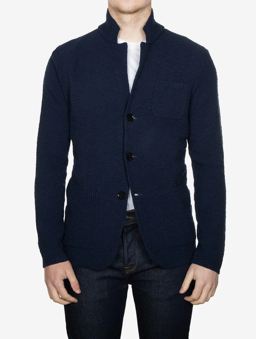 Cotton Knit Jacket Navy