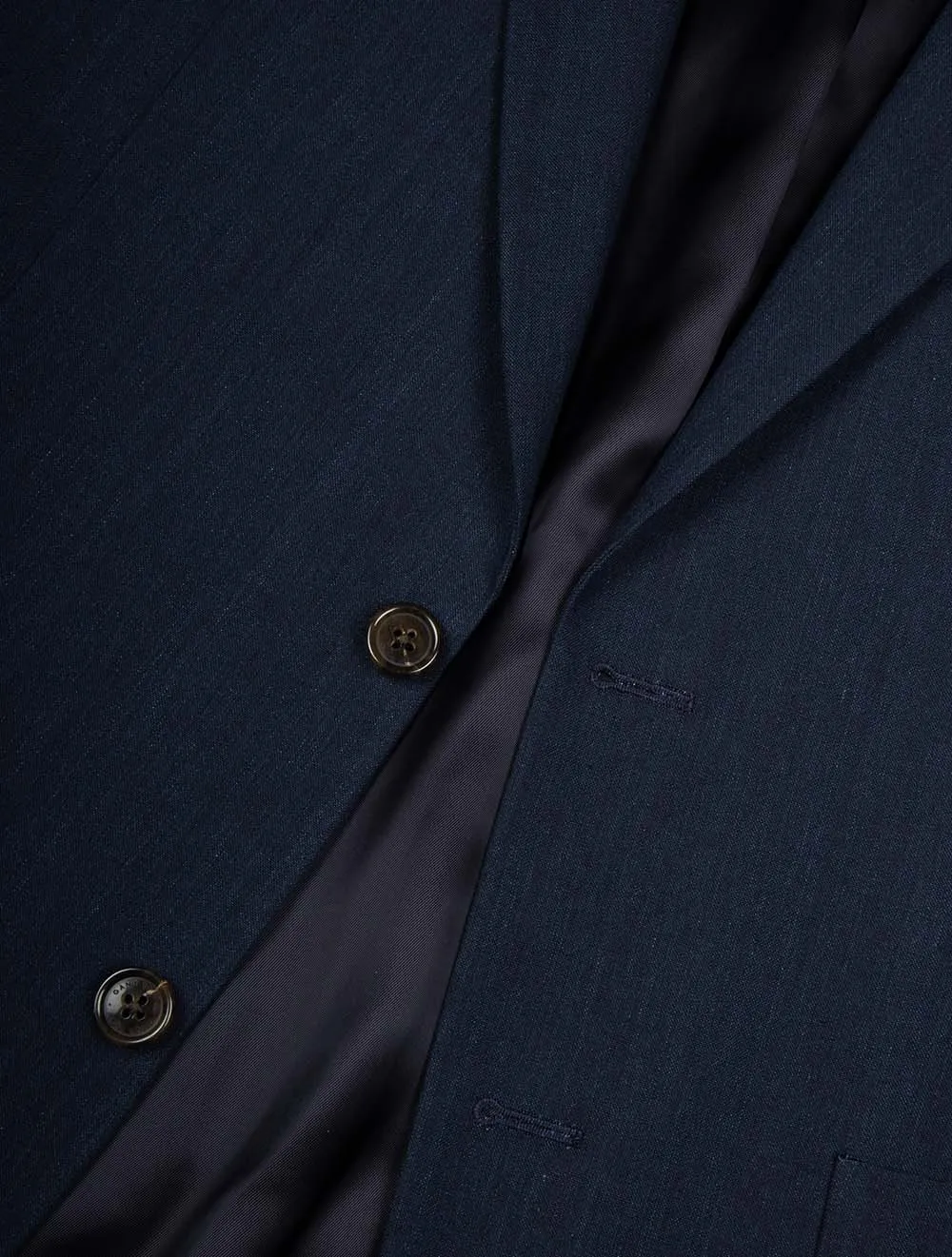 Cotton Linen Slim Fit Suit Jacket Evening Blue