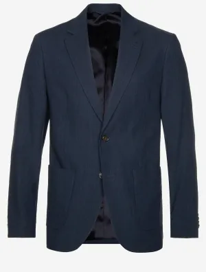 Cotton Linen Slim Fit Suit Jacket Evening Blue