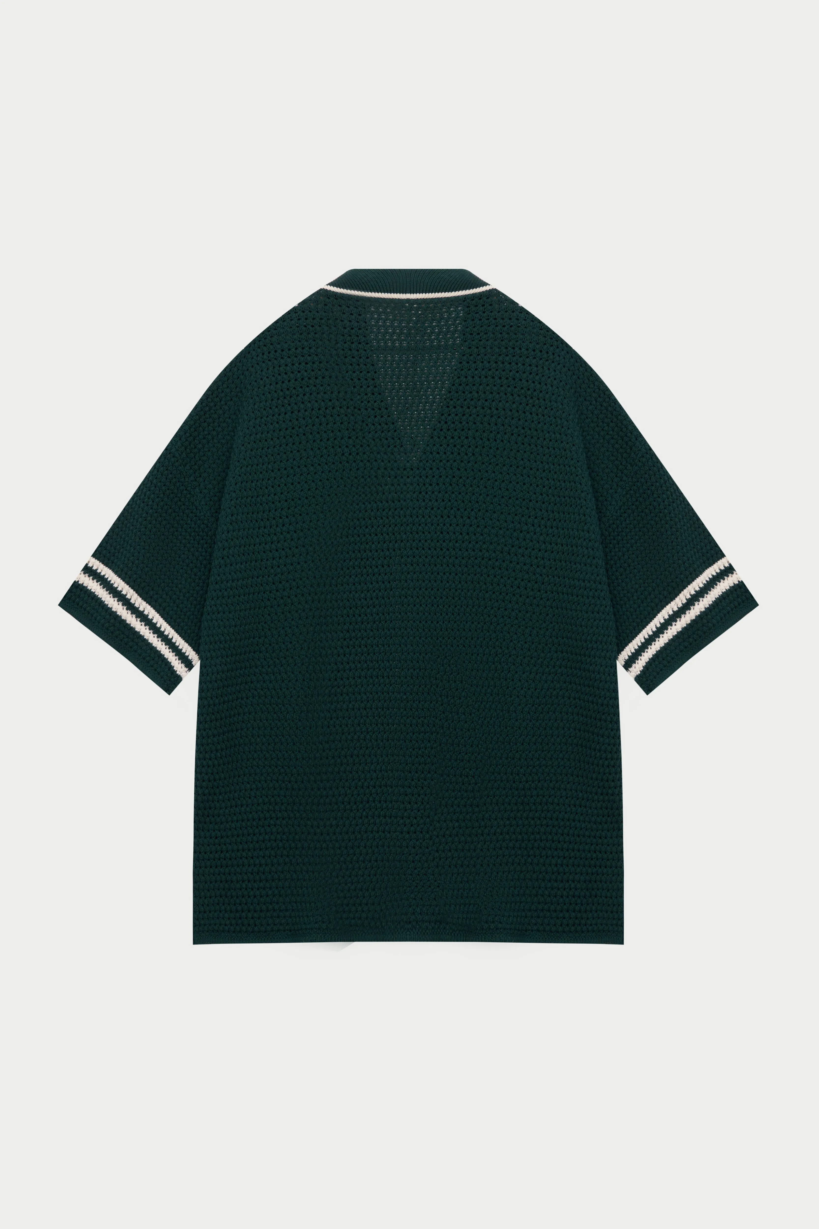 CROCHET KNITTED BASEBALL SHIRT - GREEN