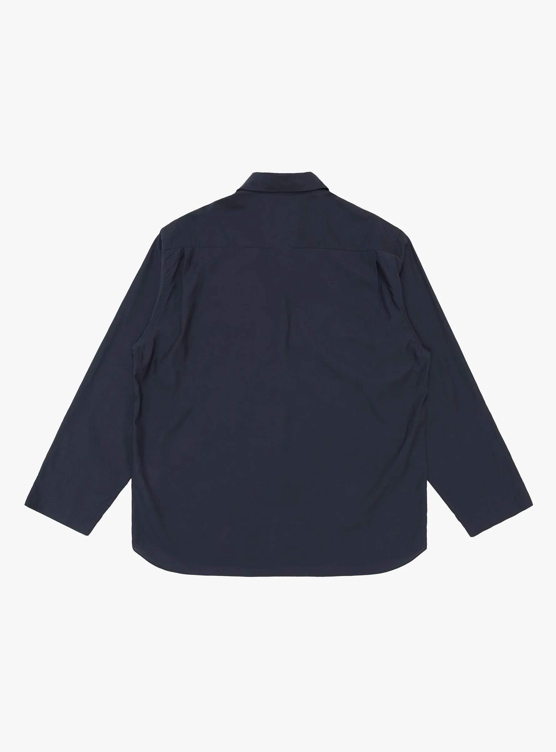 Cupro Mixed Pullover Shirt Navy