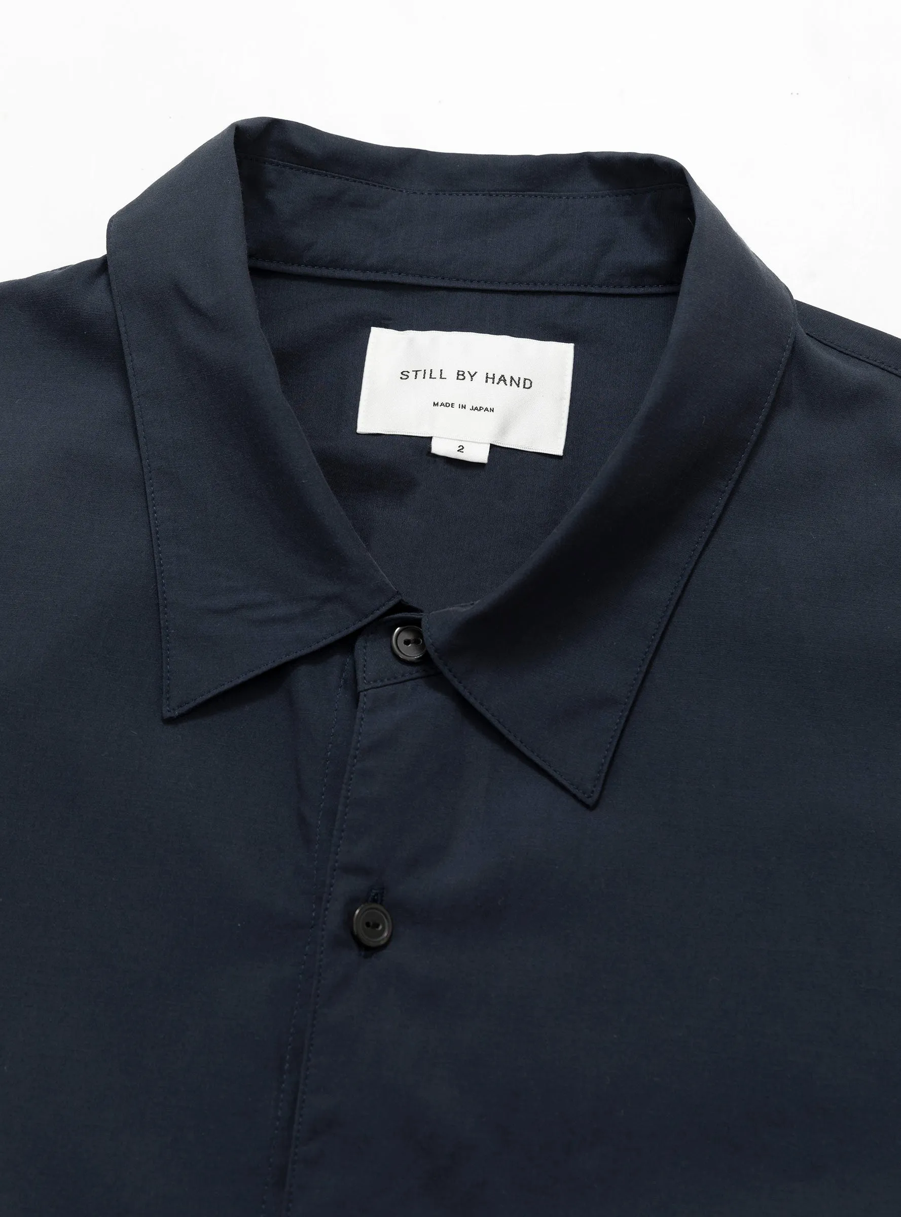 Cupro Mixed Pullover Shirt Navy