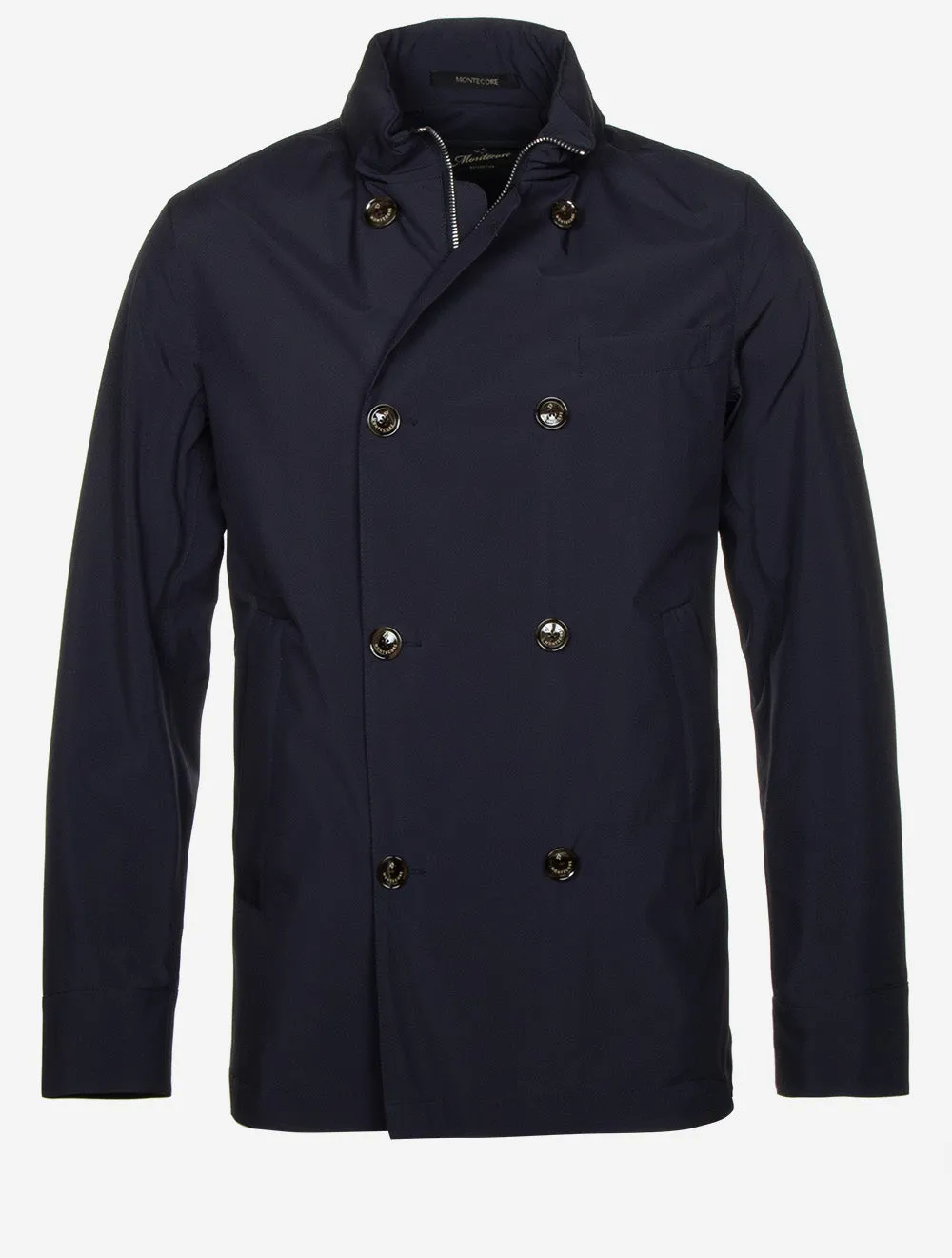 Double Breasted Light Rain Jacket Navy