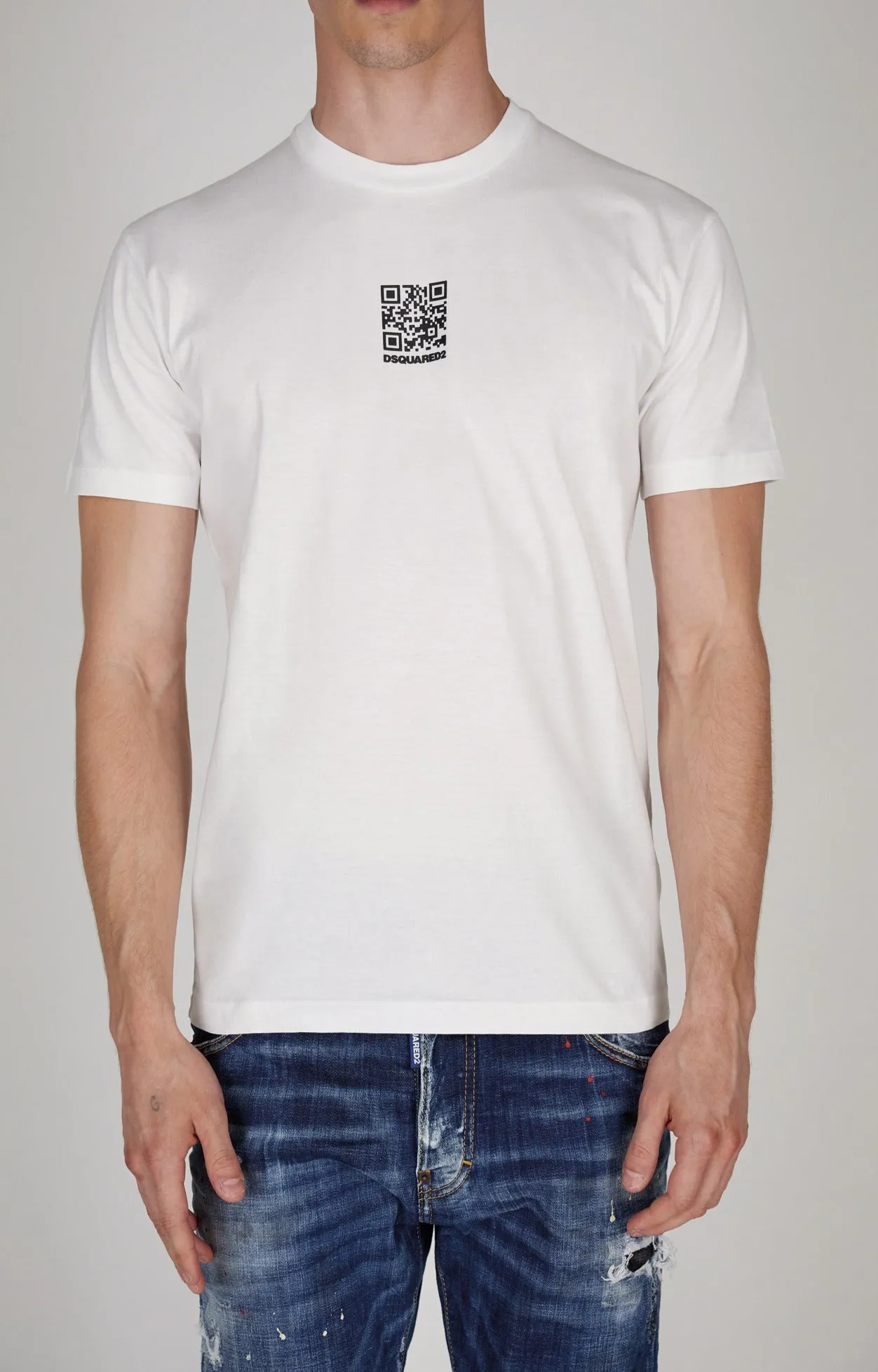 Dsquared2 QR Code Motif Printed Crewneck T-Shirt