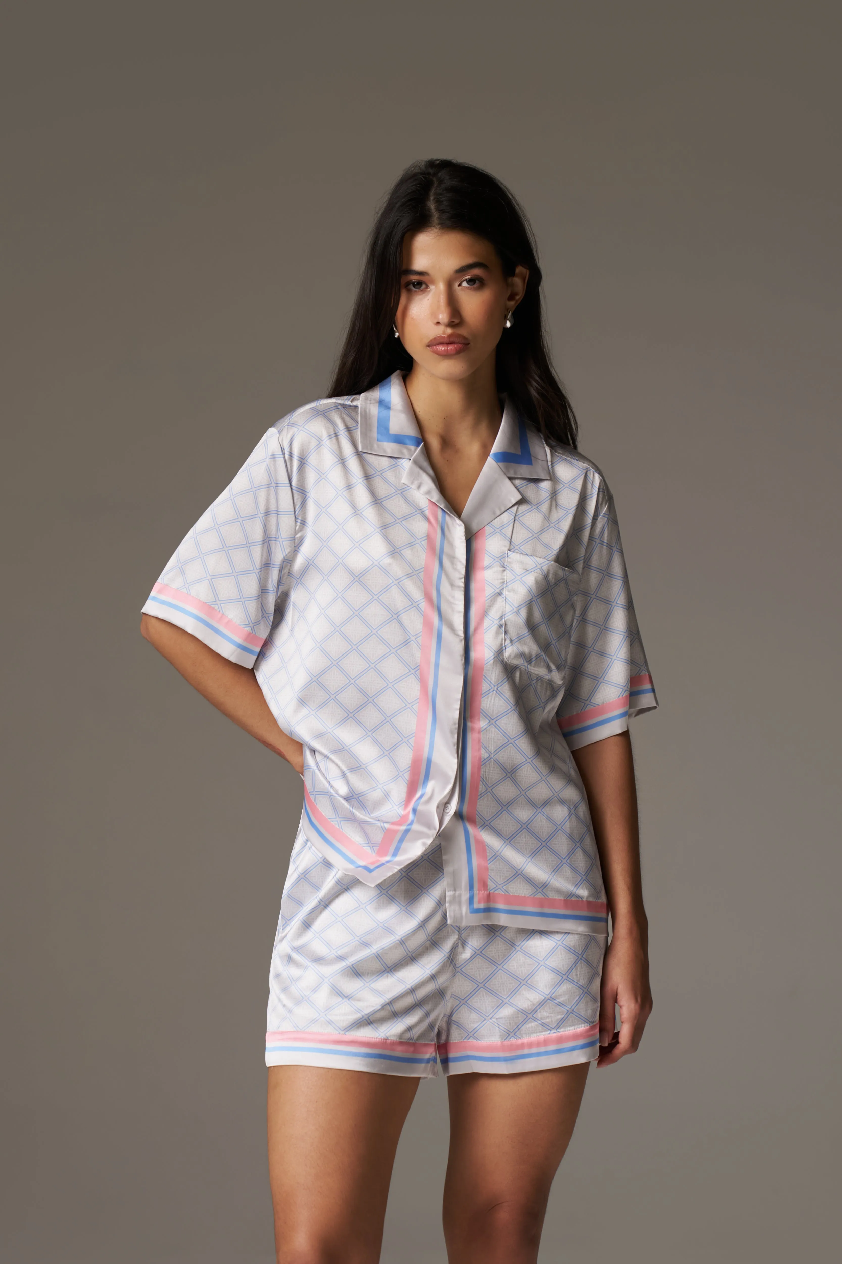 EMBLEM PRINT SHIRT - BLUE