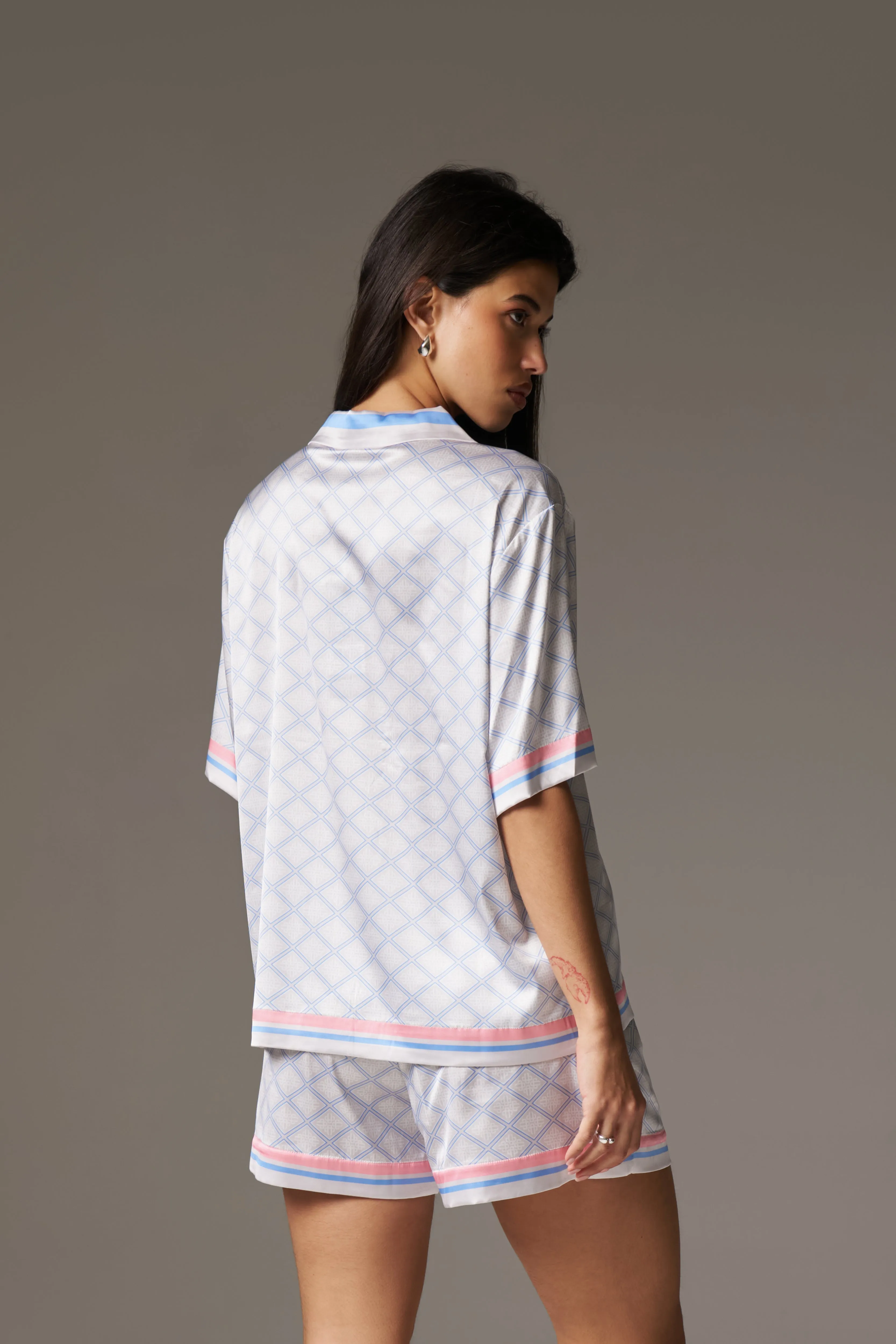 EMBLEM PRINT SHIRT - BLUE