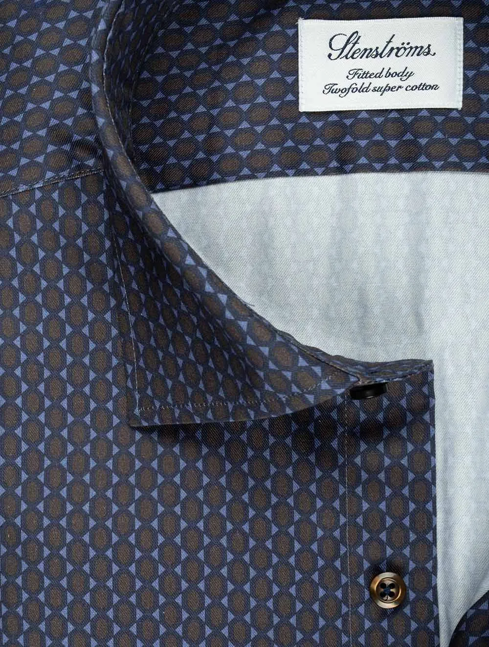 Geometric Pattern Fitted Shirt Blue
