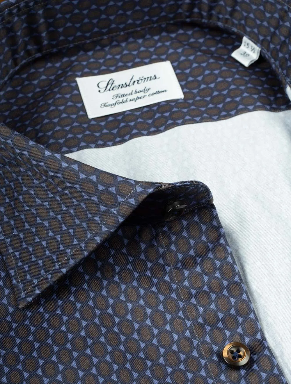 Geometric Pattern Fitted Shirt Blue
