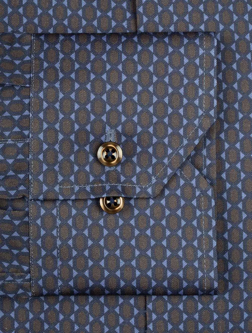 Geometric Pattern Fitted Shirt Blue