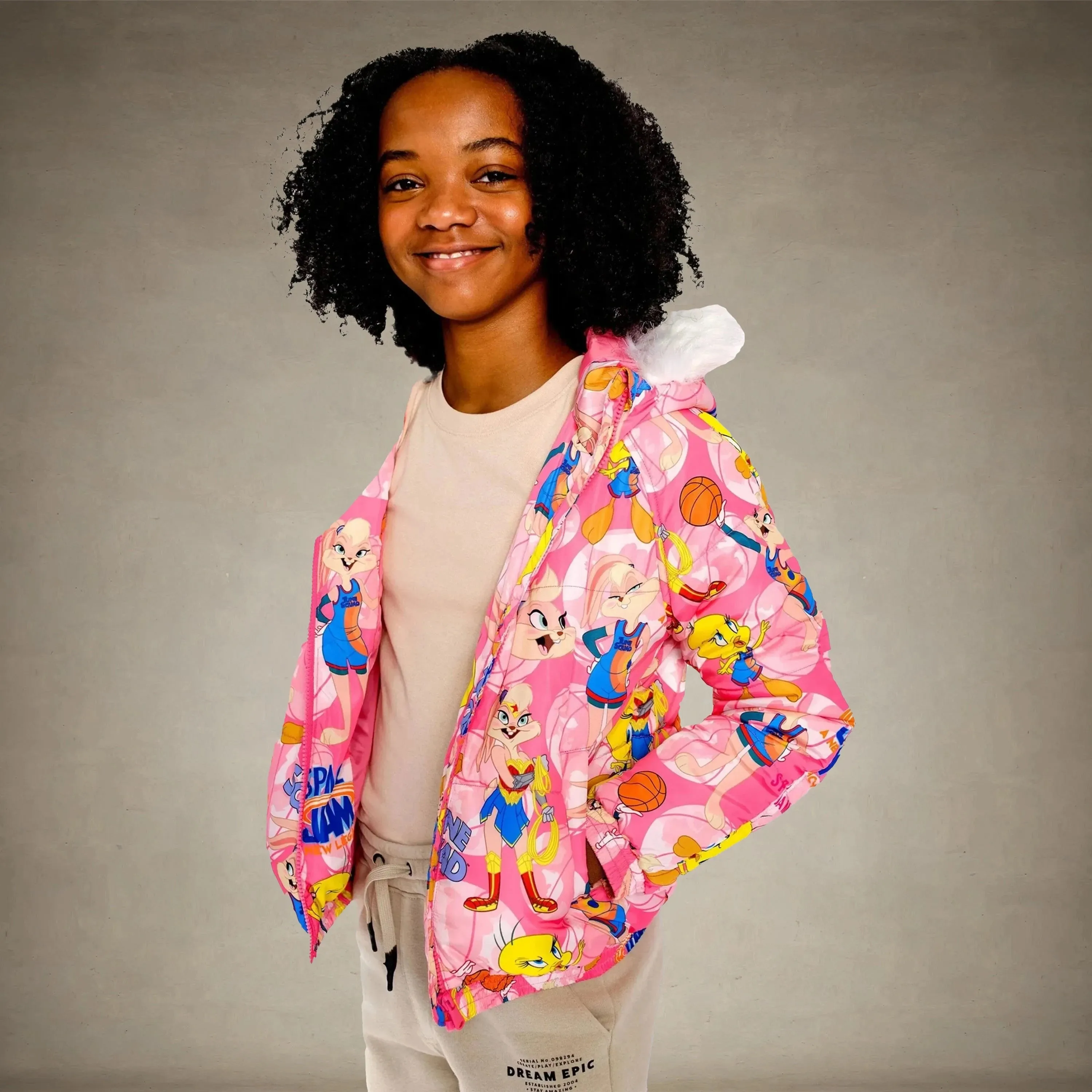 Girl's Heavy Quilted Puffer in New Looney Mash Jacket - FINAL SALE