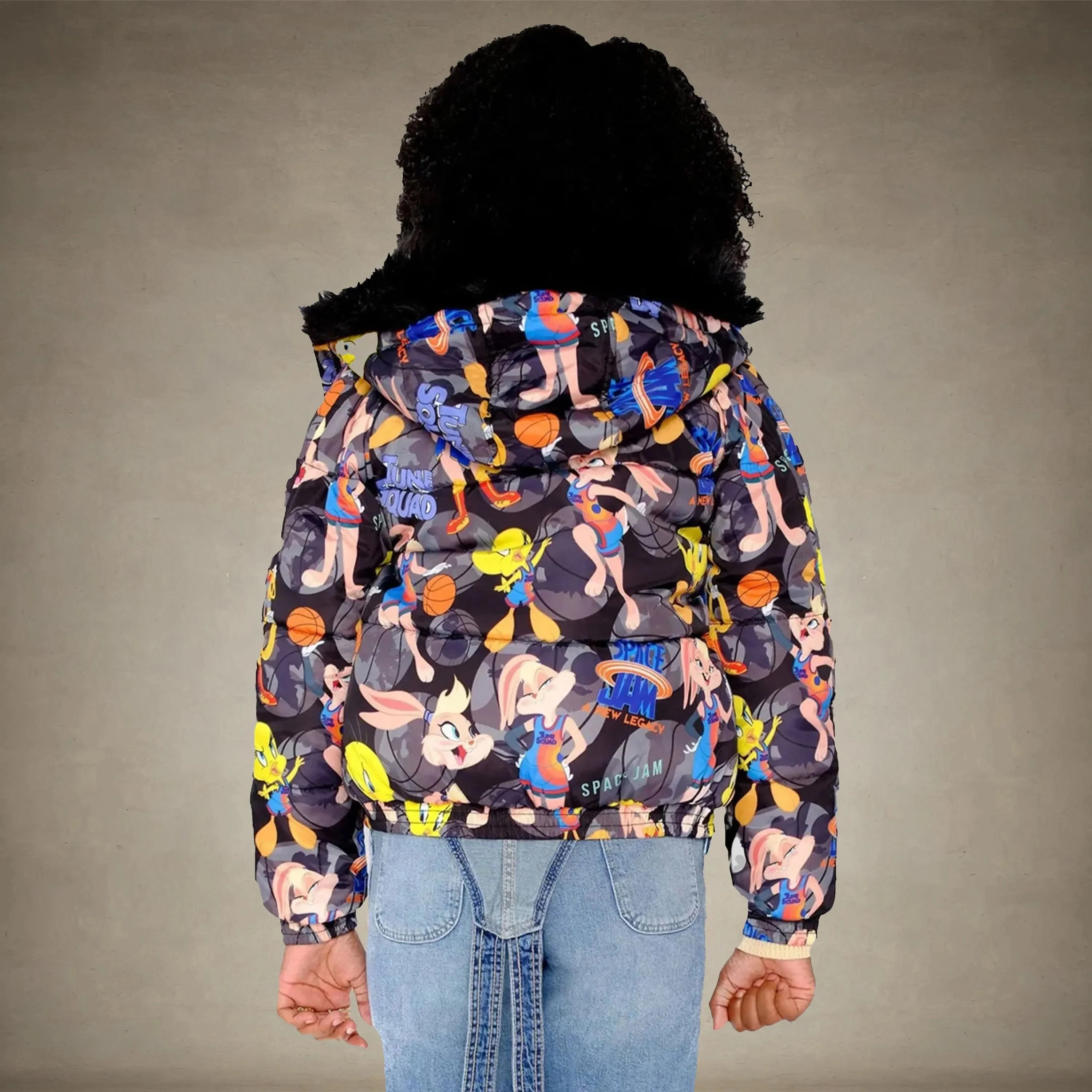 Girl's Heavy Quilted Puffer in New Looney Mash Jacket - FINAL SALE