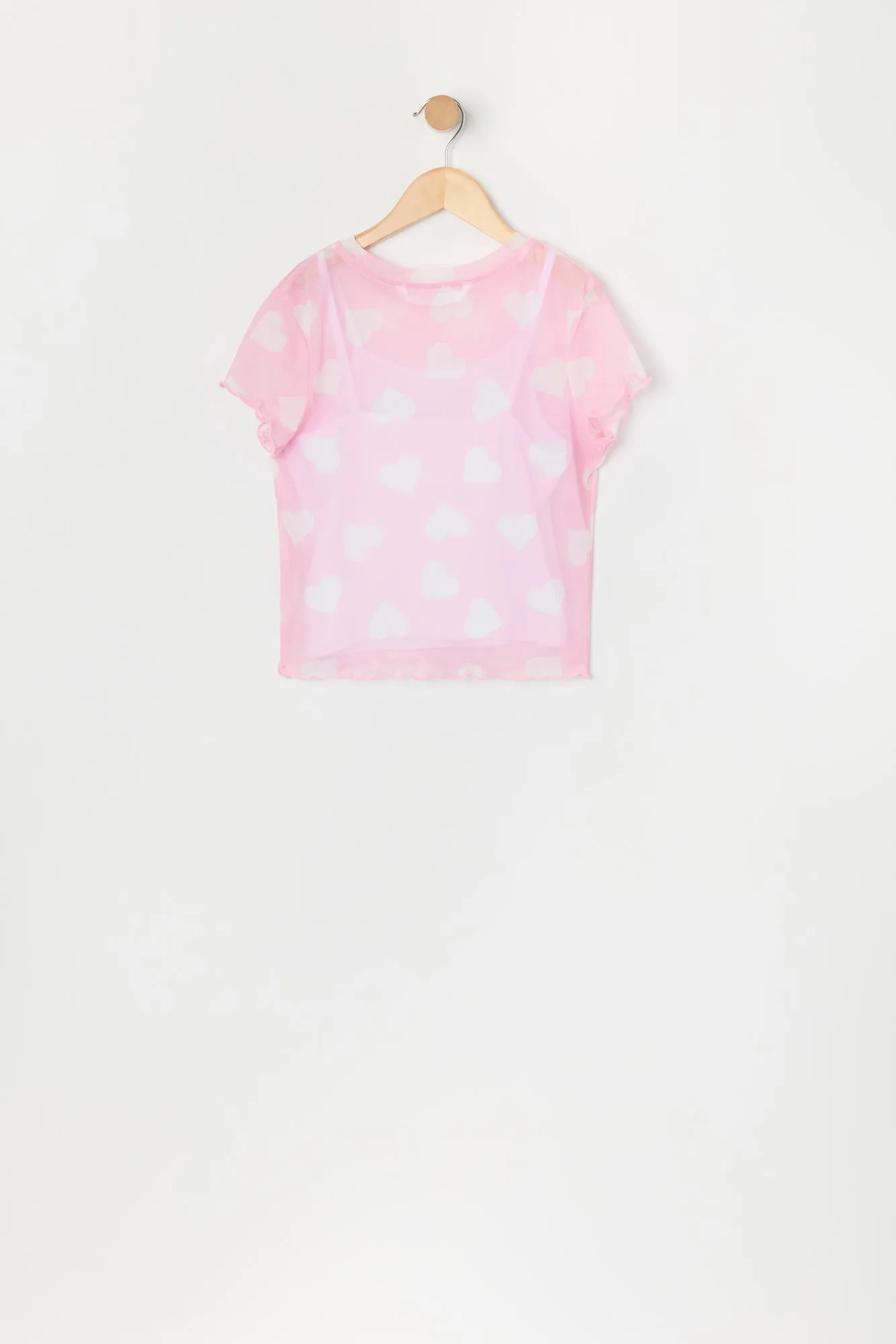 Girls Printed Mesh T-Shirt and Cami 2 Piece Top