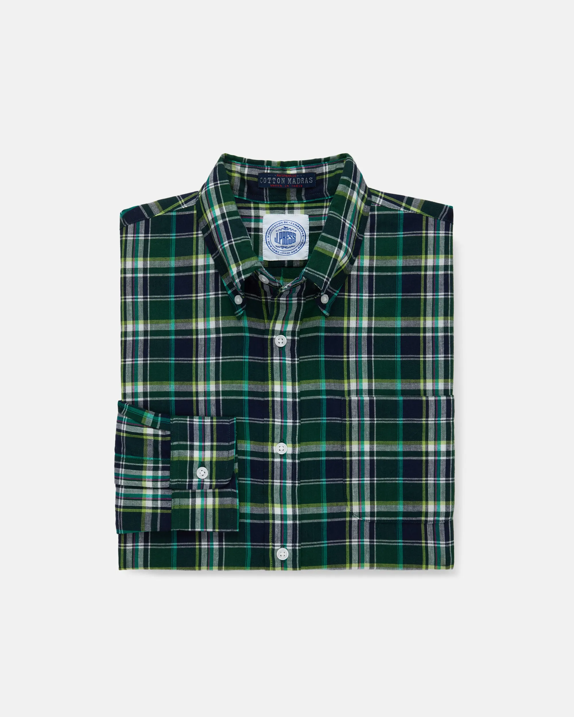 GREEN/NAVY MADRAS SHIRT