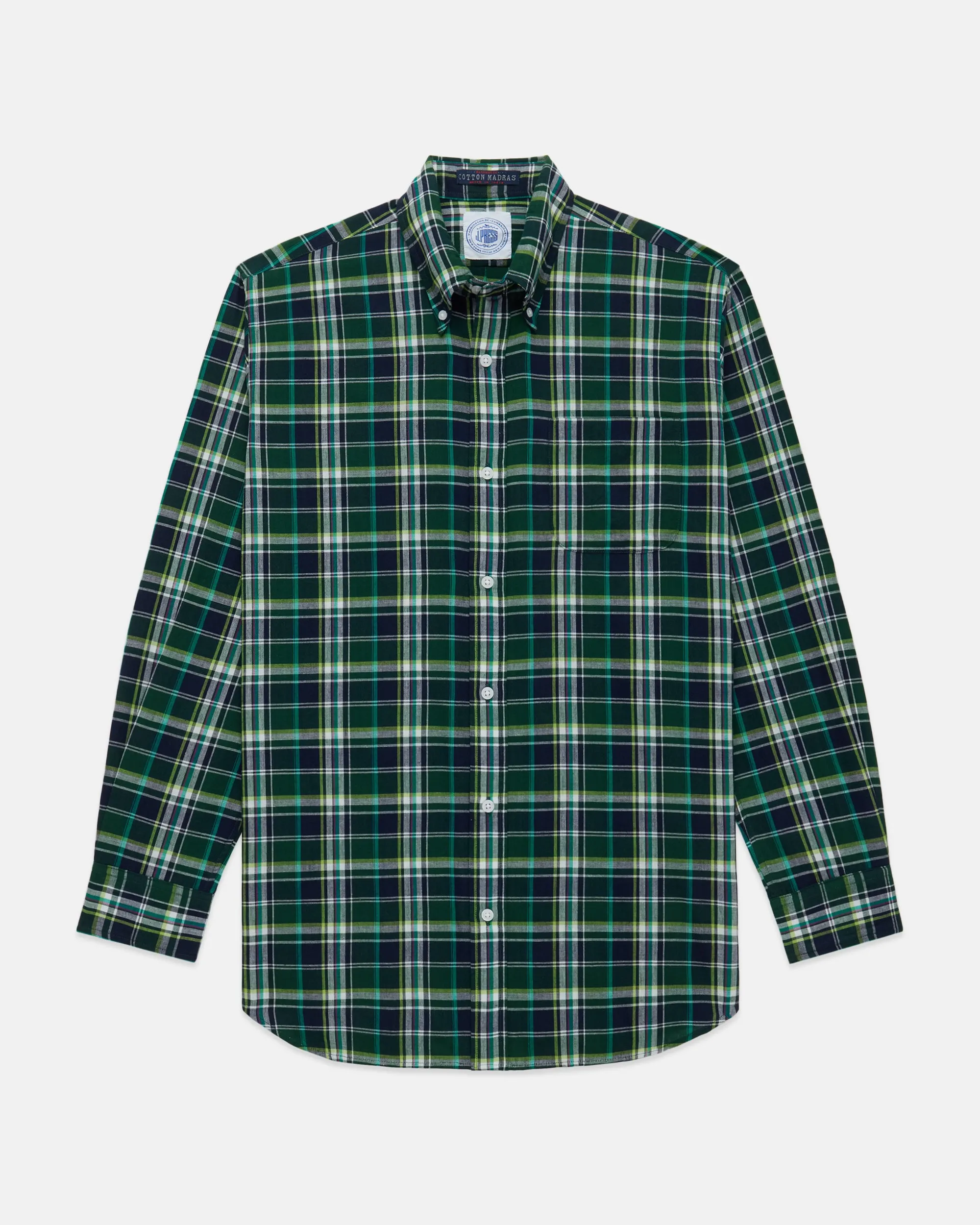 GREEN/NAVY MADRAS SHIRT