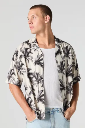 Haut boutonné à manches longues avec motif tropical