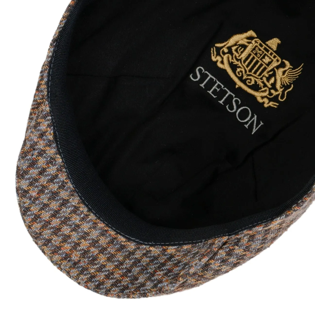 Houndstooth Tweed Driver Flat Cap by Stetson