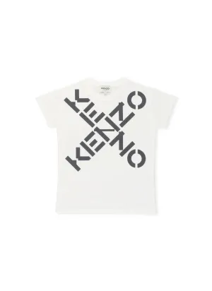 Kenzo Kids Cross Logo Printed Crewneck T-Shirt