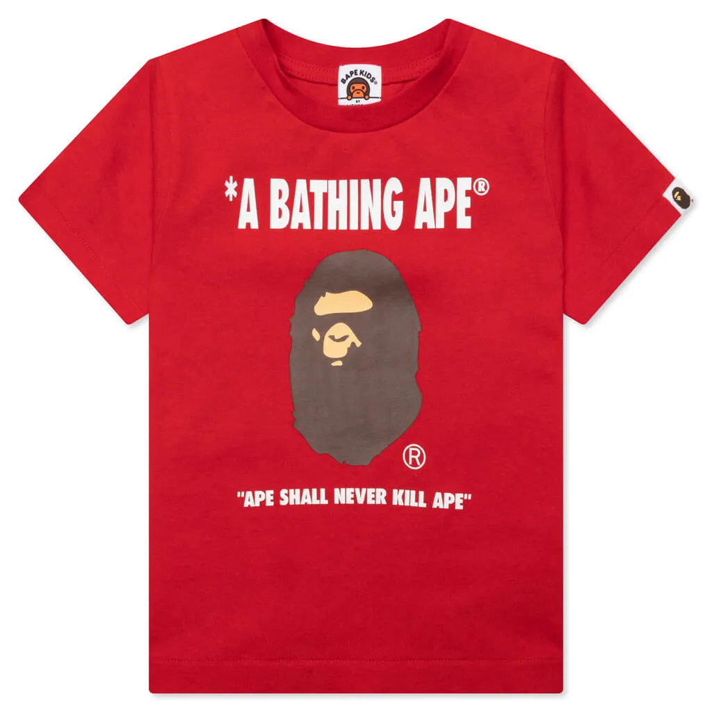 Kids Ape Head Tee - Red