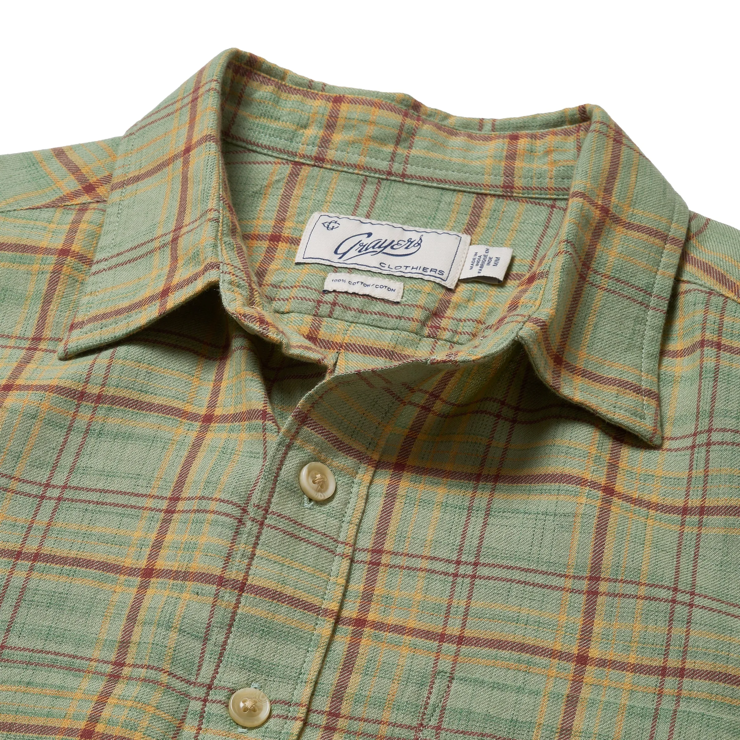 Light Weight Power Loom Short Sleeve Shirt - Basil Maroon Plaid